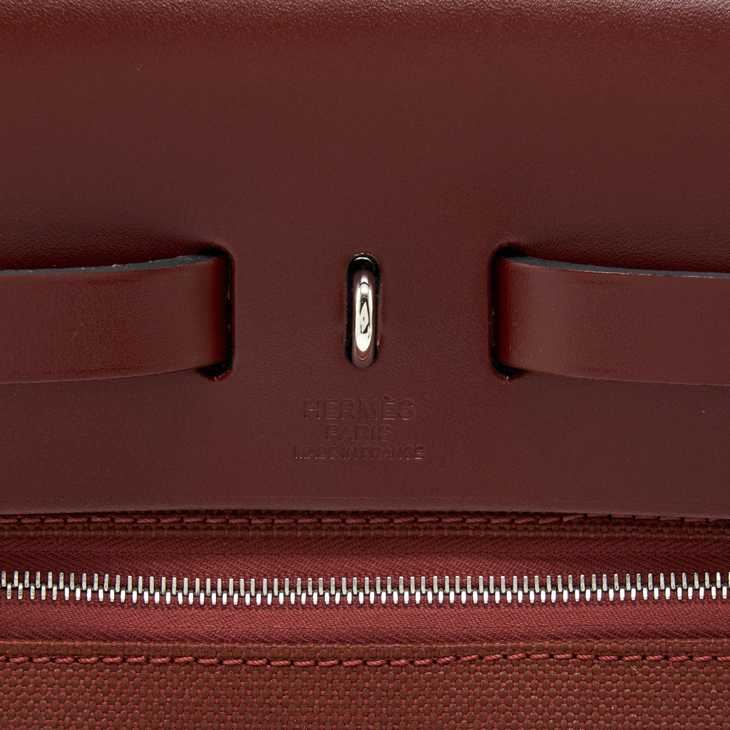 HERMES HERBAG ZIP 31 BAG CANVAS ROUGE H SHW