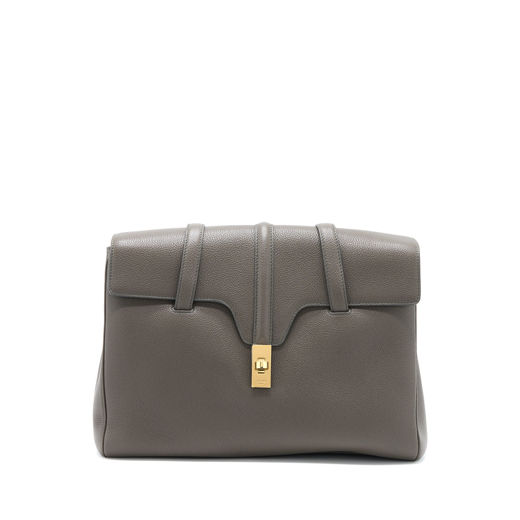 CELINE MEDIUM SOFT 16 BAG GRAINED CALFSKIN DARK GREY GHW
