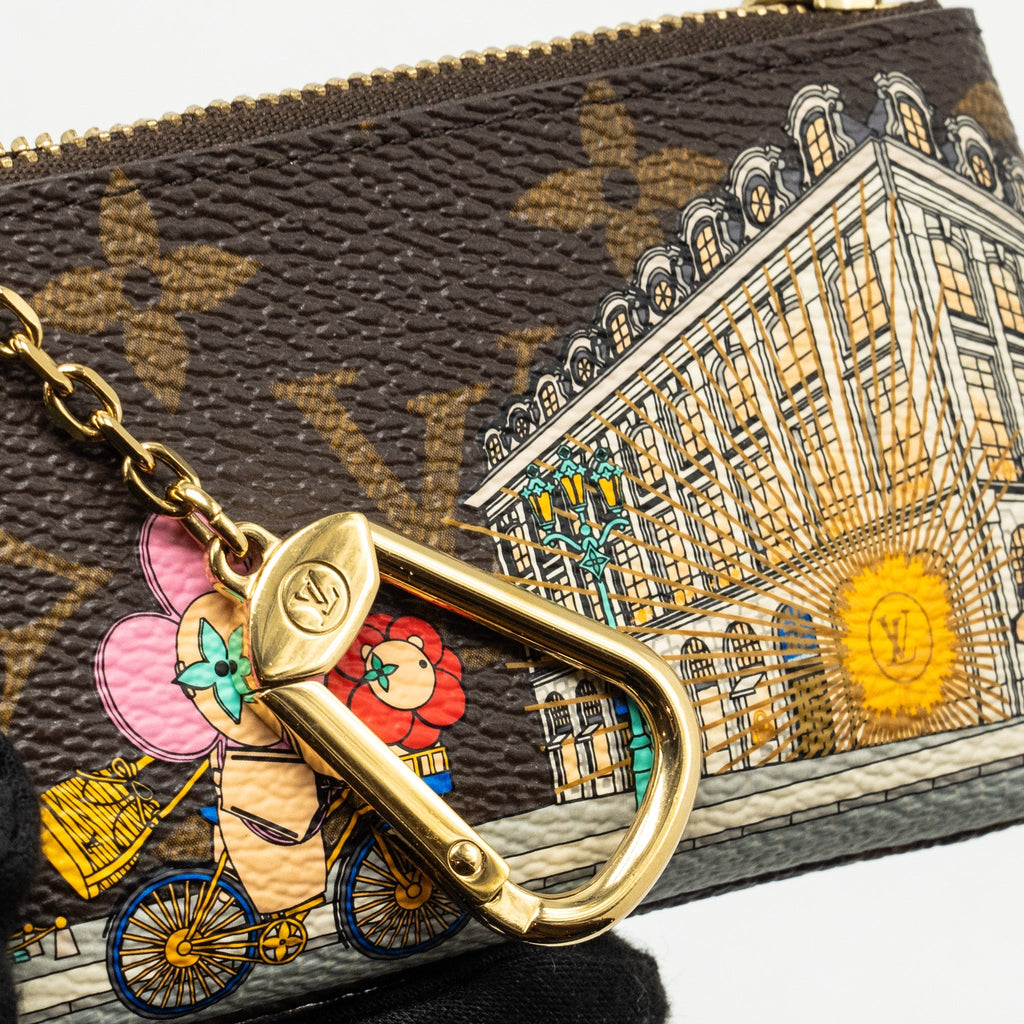 LOUIS VUITTON VIVIENEE HOLIDAY LIMITED PRINT KEY POUCH MONOGRAM CANVAS GHW