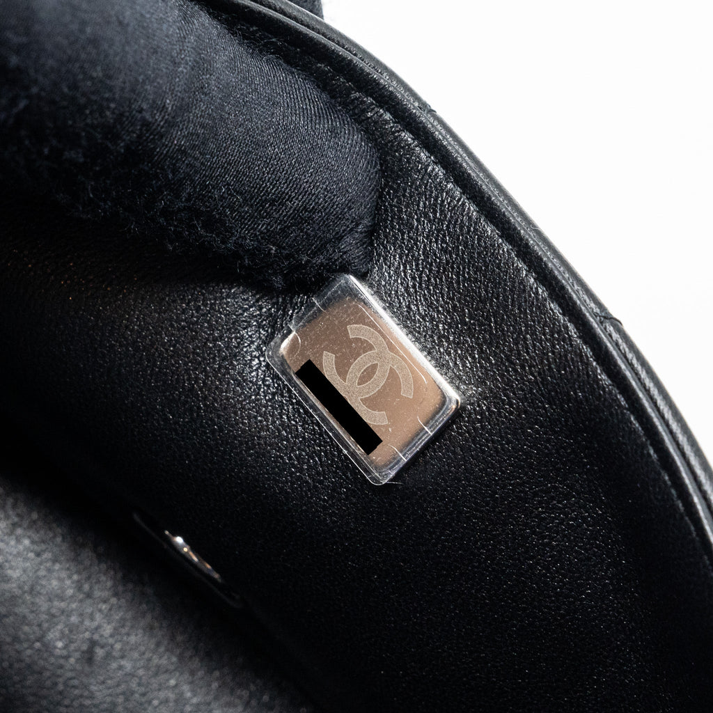 CHANEL MINI RECTANGULAR FLAP BAG LAMBSKIN BLACK SHW  (MICROCHIP)