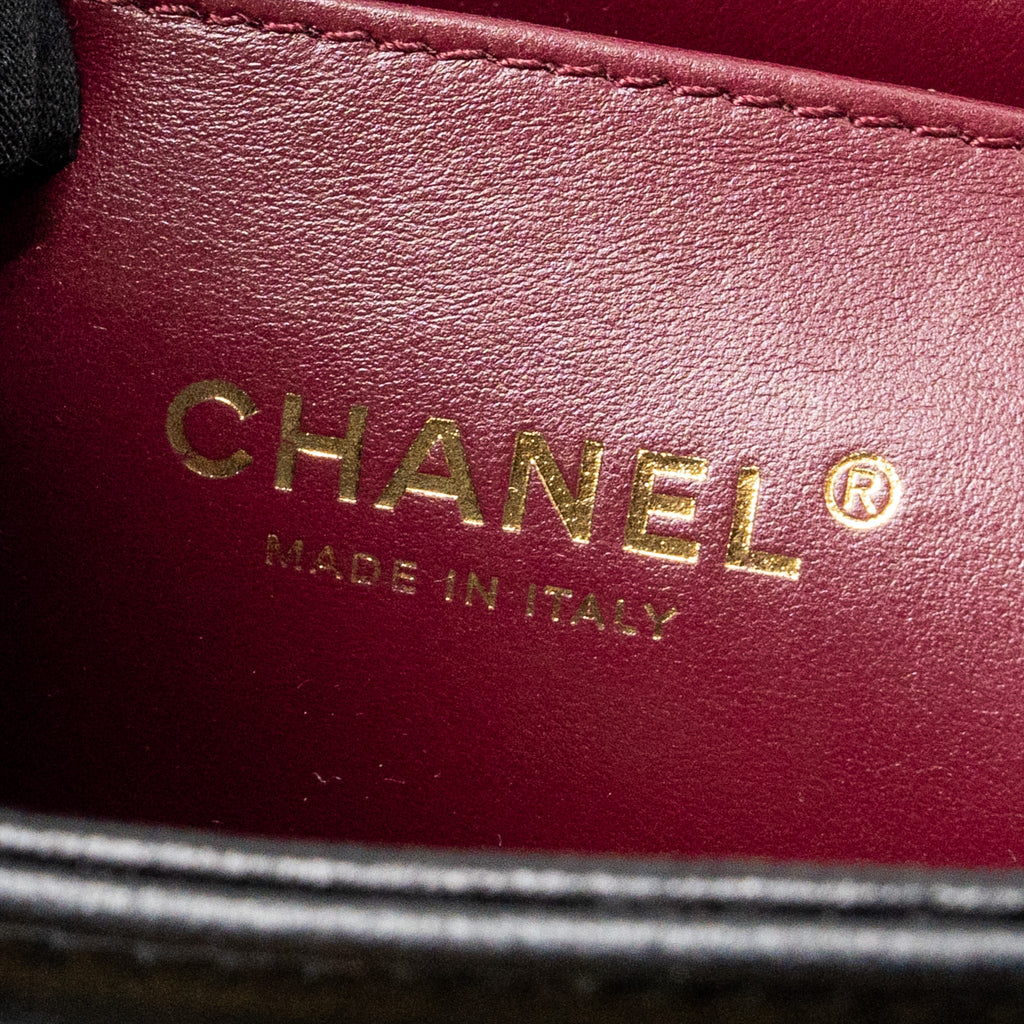 CHANEL QUILTED FLAP BAG LAMBSKIN BLACK GHW (MICROCHIP)