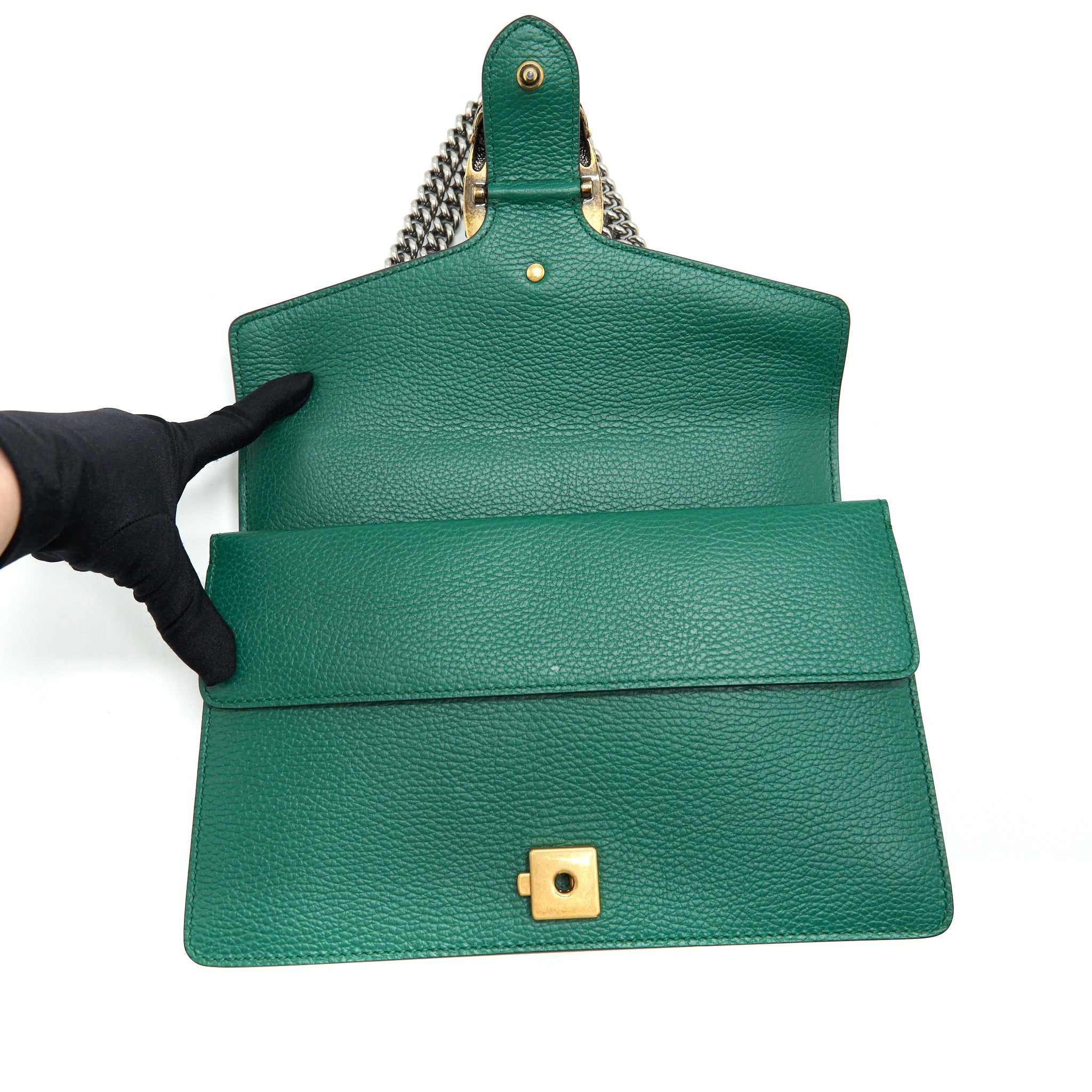 GUCCI SMALL DIONYSUS LEATHER SHOULDER BAG GREEN