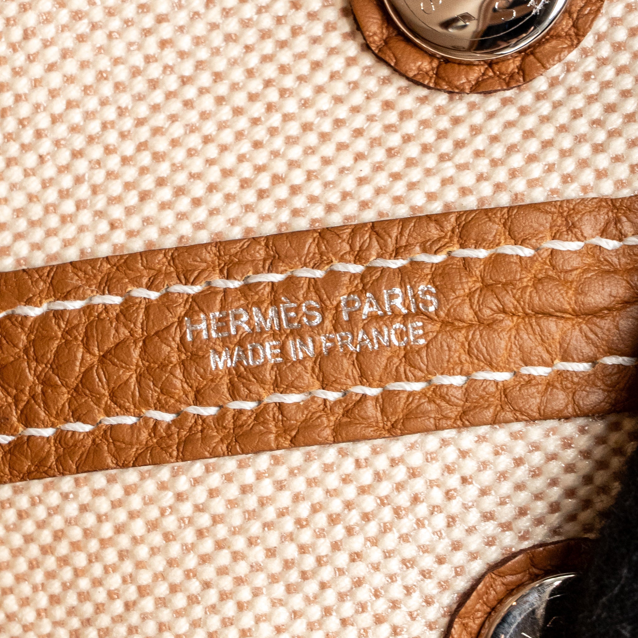 HERMES NEO GARDEN PARTY 23 CANVAS/NEGONDA ECRU-BEIGE/GOLD SHW