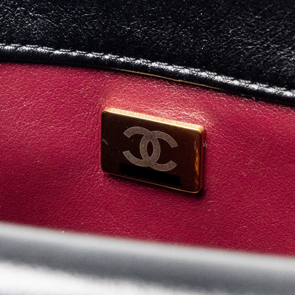 CHANEL QUILTED FLAP BAG LAMBSKIN BLACK GHW (MICROCHIP)