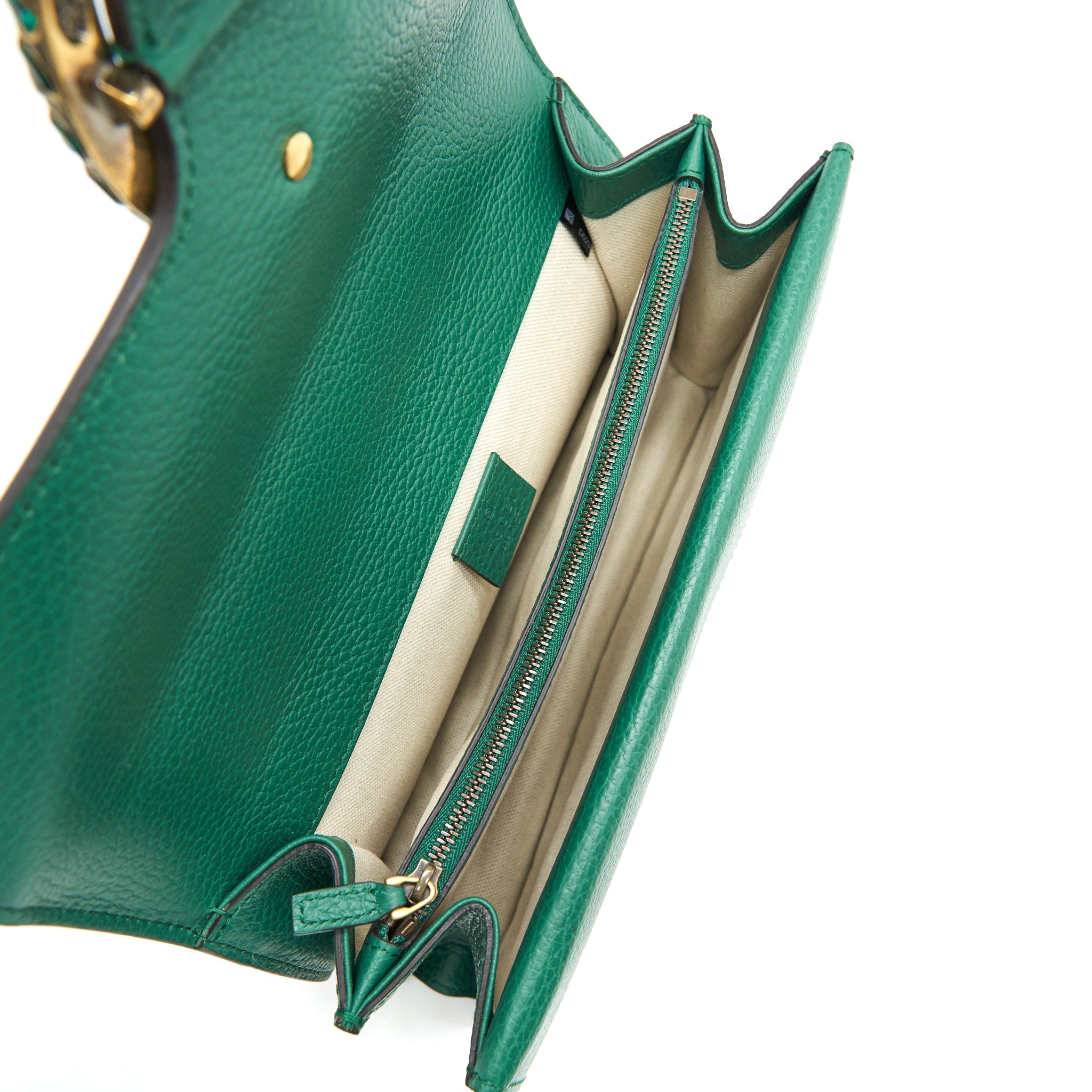 GUCCI SMALL DIONYSUS LEATHER SHOULDER BAG GREEN