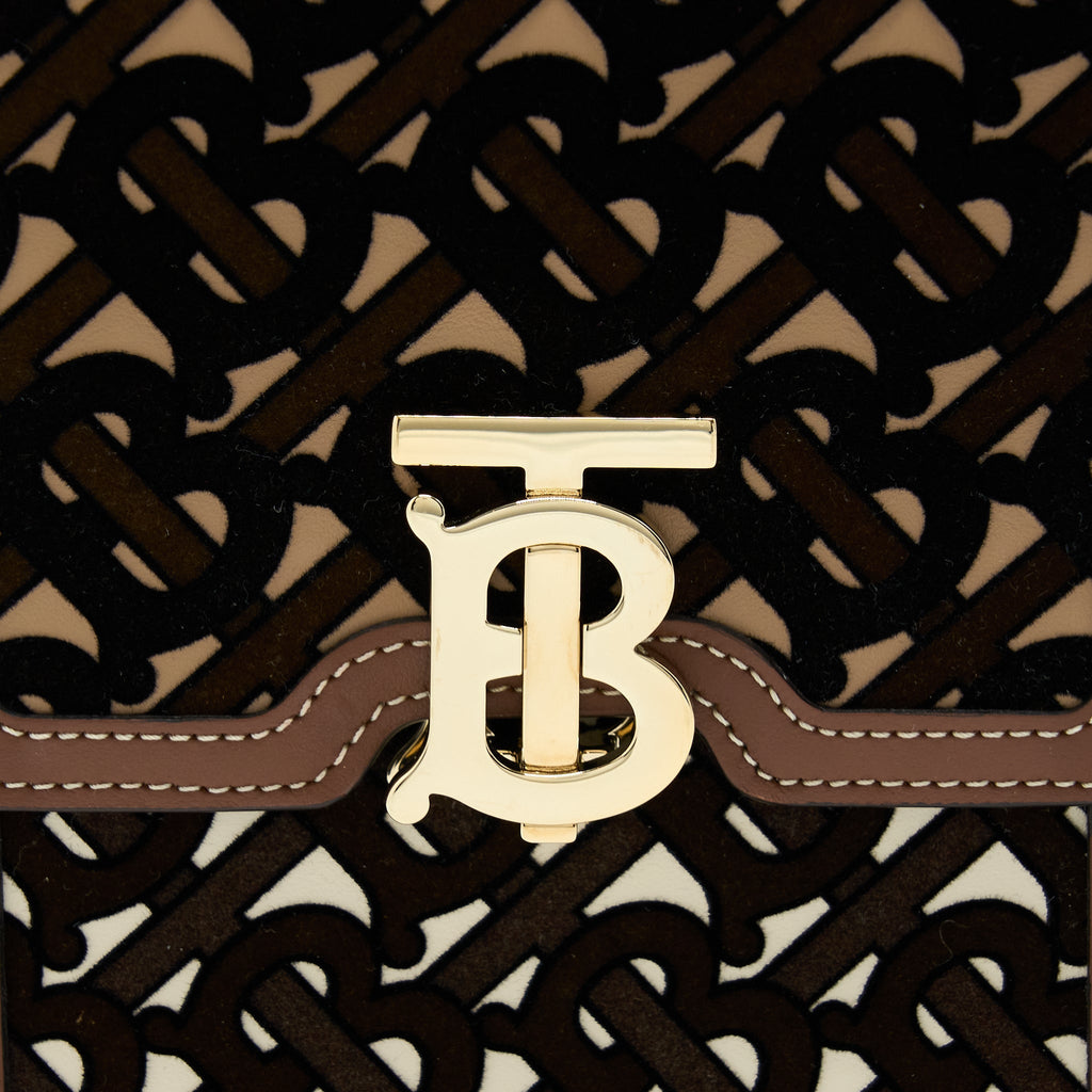 BURBERRY ROBIN BAG MONOGRAM FLOCKED LEATHER GHW