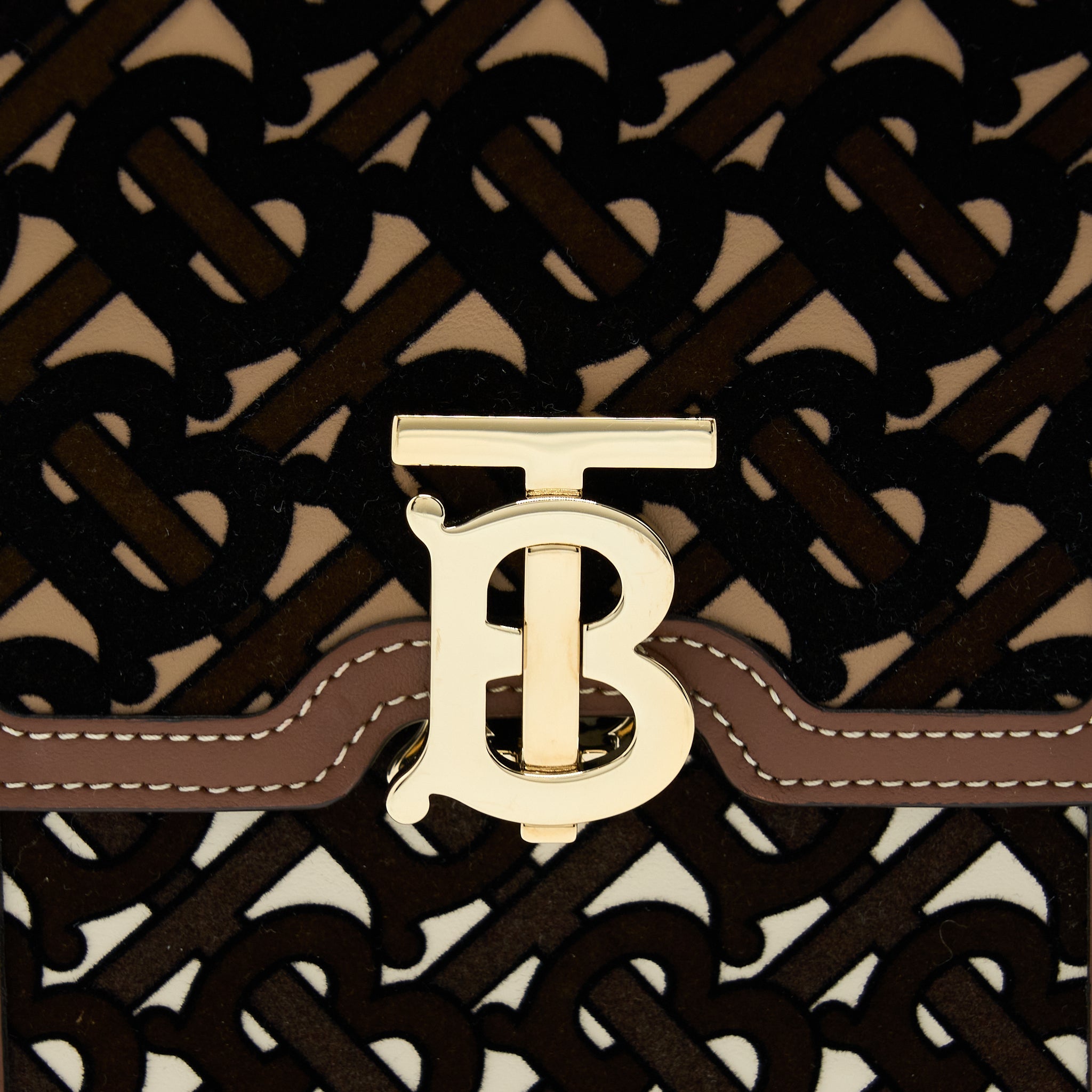 BURBERRY ROBIN BAG MONOGRAM FLOCKED LEATHER GHW