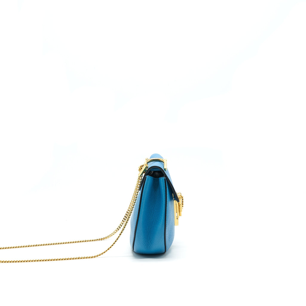 CHLOE MINI DREW SHOULDER BAG BLUE GHW