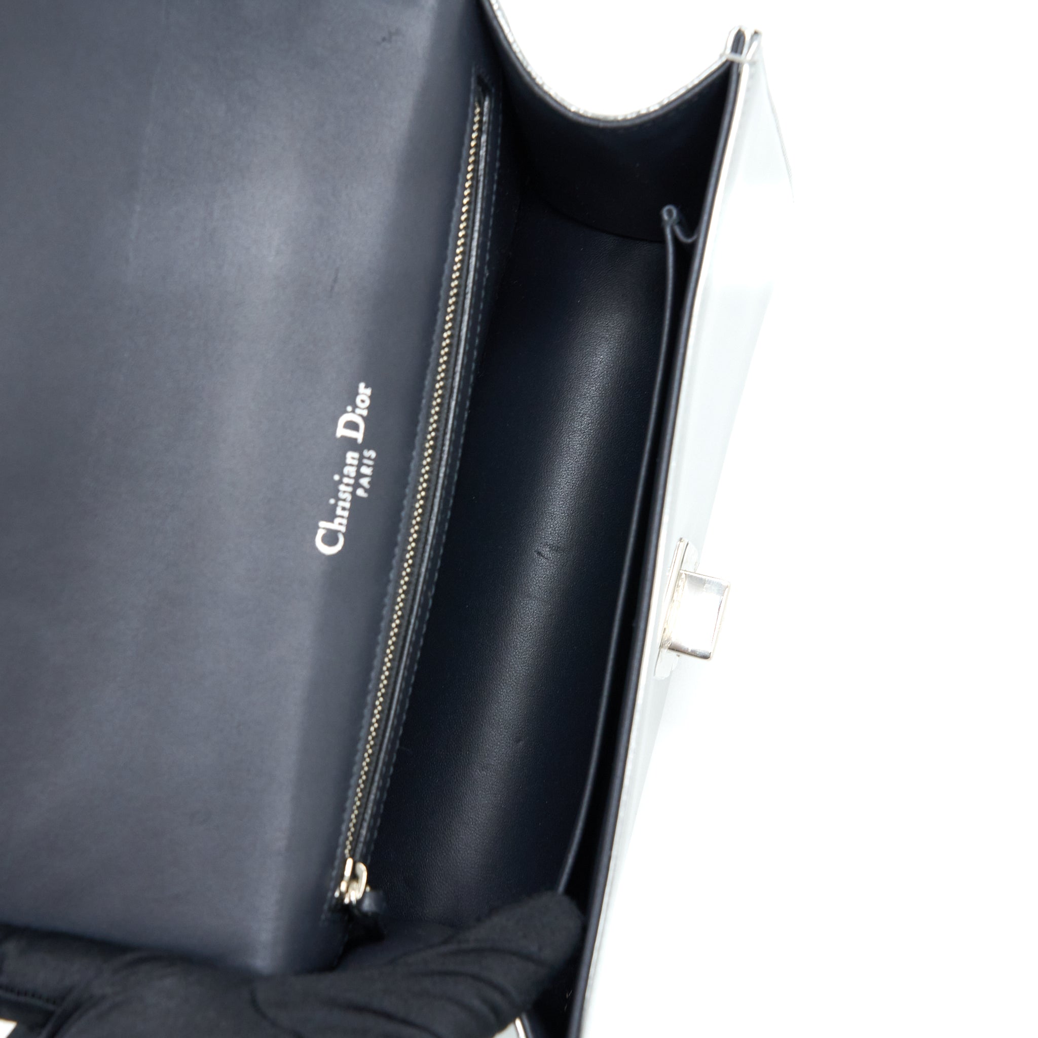 DIOR MEDIUM DIORMA BAG IN METALLIC SILVER SHW