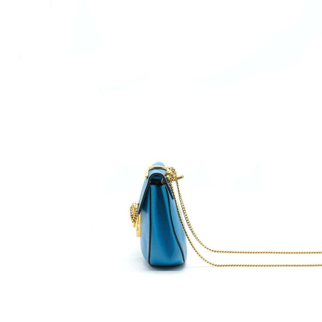 CHLOE MINI DREW SHOULDER BAG BLUE GHW