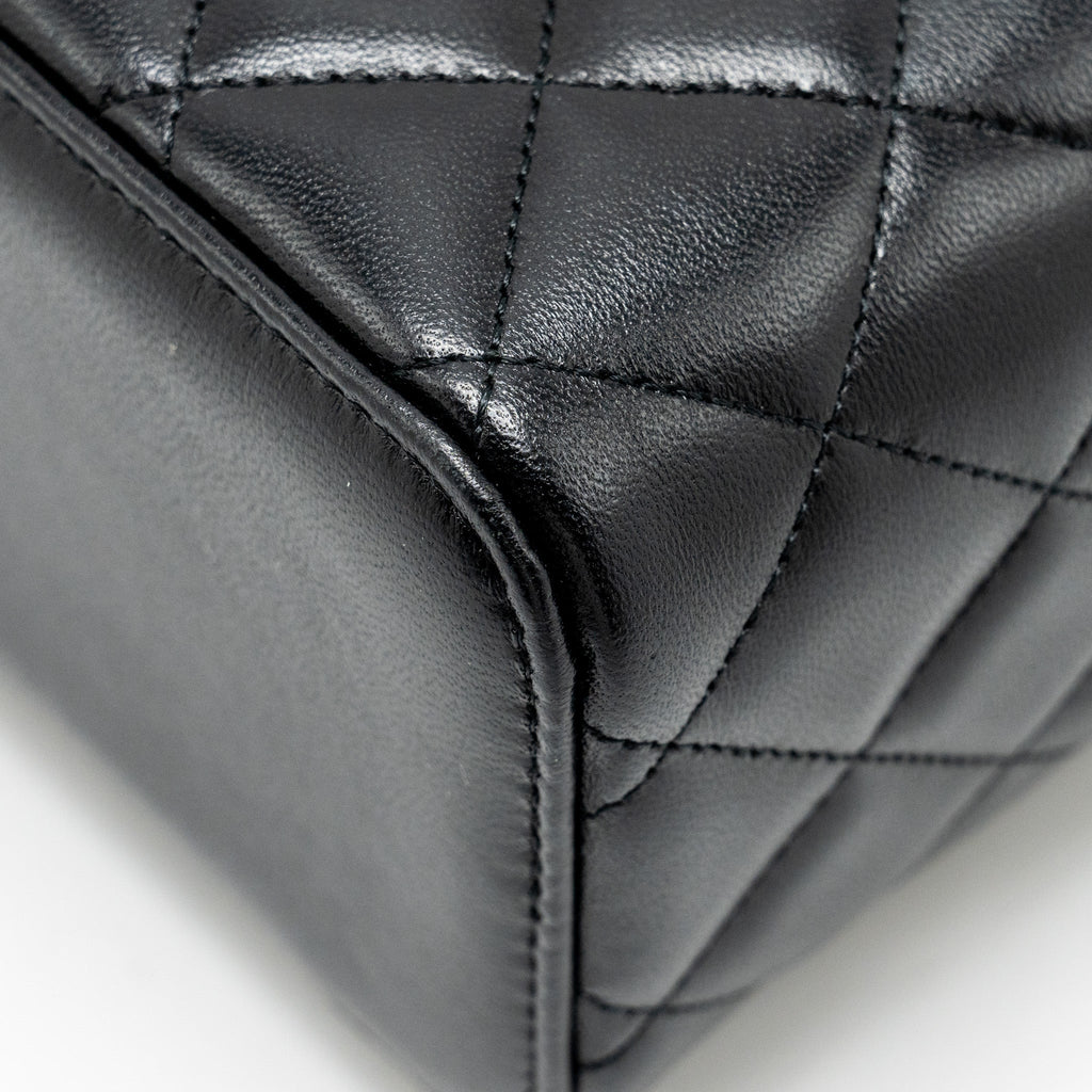 CHANEL TOP HANDLE LONG VANITY CASE LAMBSKIN BLACK GHW