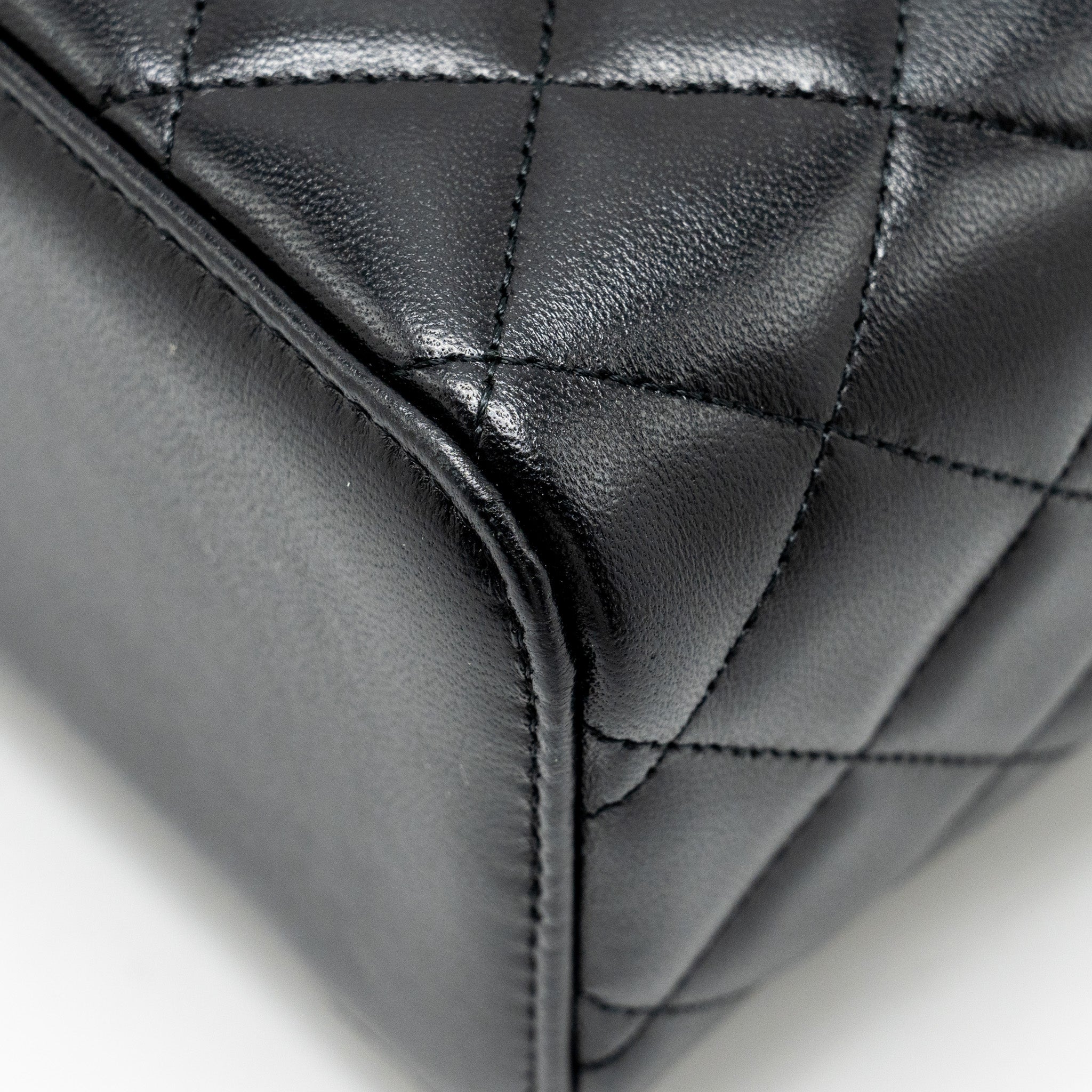 CHANEL TOP HANDLE LONG VANITY CASE LAMBSKIN BLACK GHW