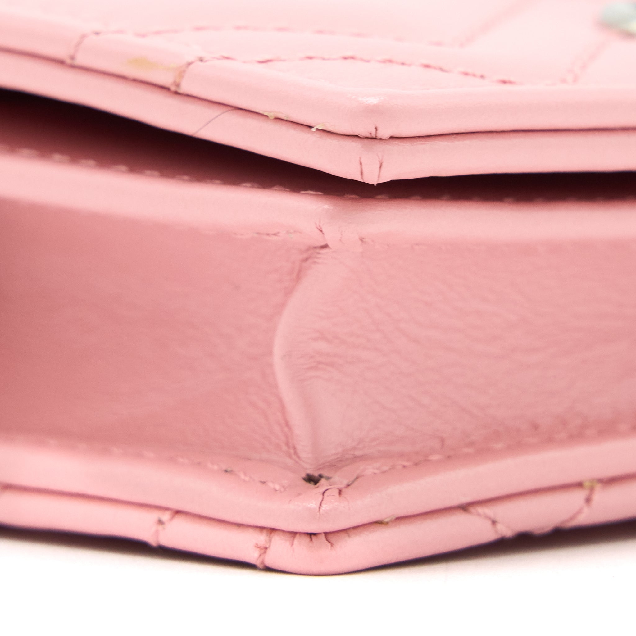 GUCCI MARMONT CARD HOLDER WITH CHAIN CALFSKIN PINK SHW