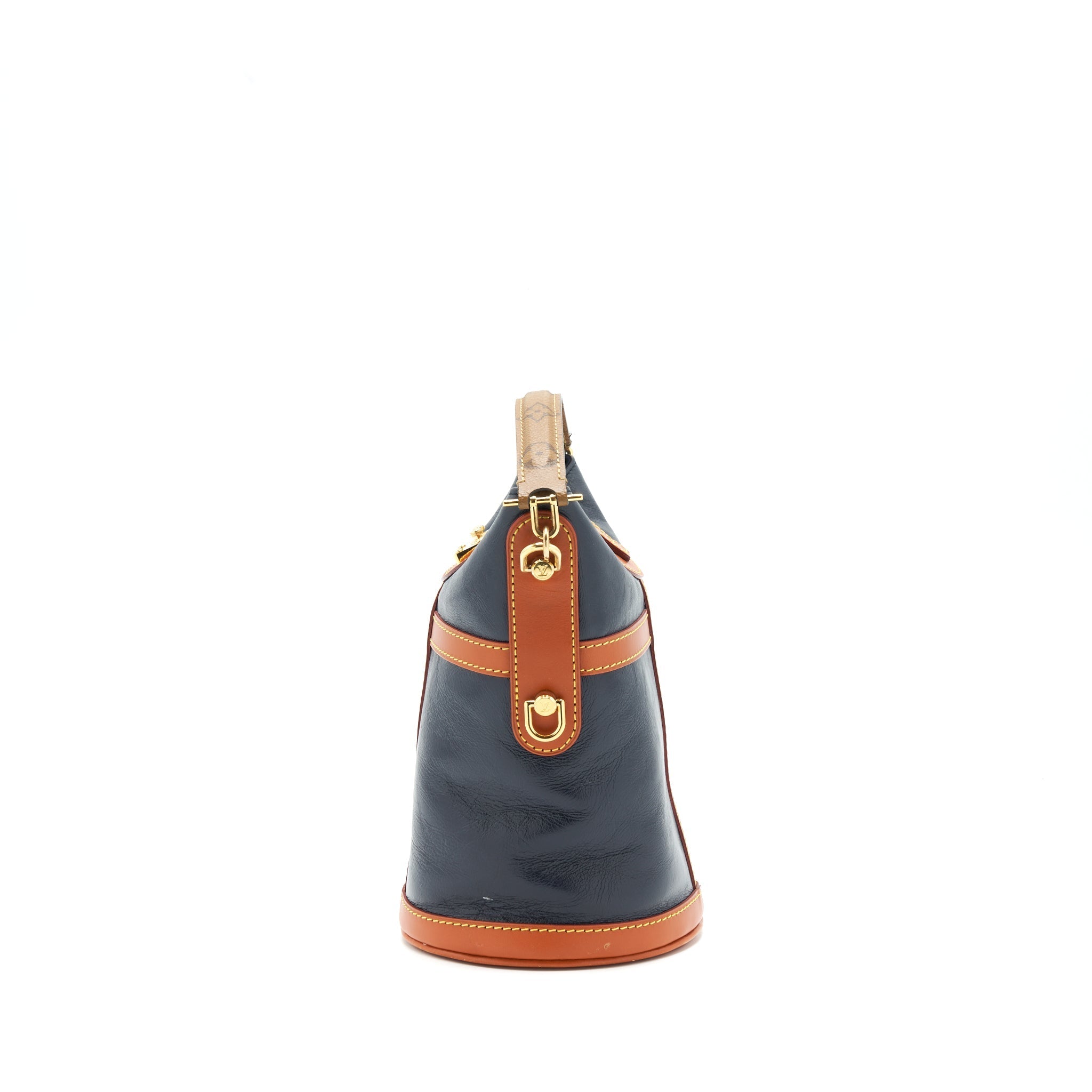 LOUIS VUITTON DUFFLE BAG BLACK GHW WITH MONOGRAM STRAP