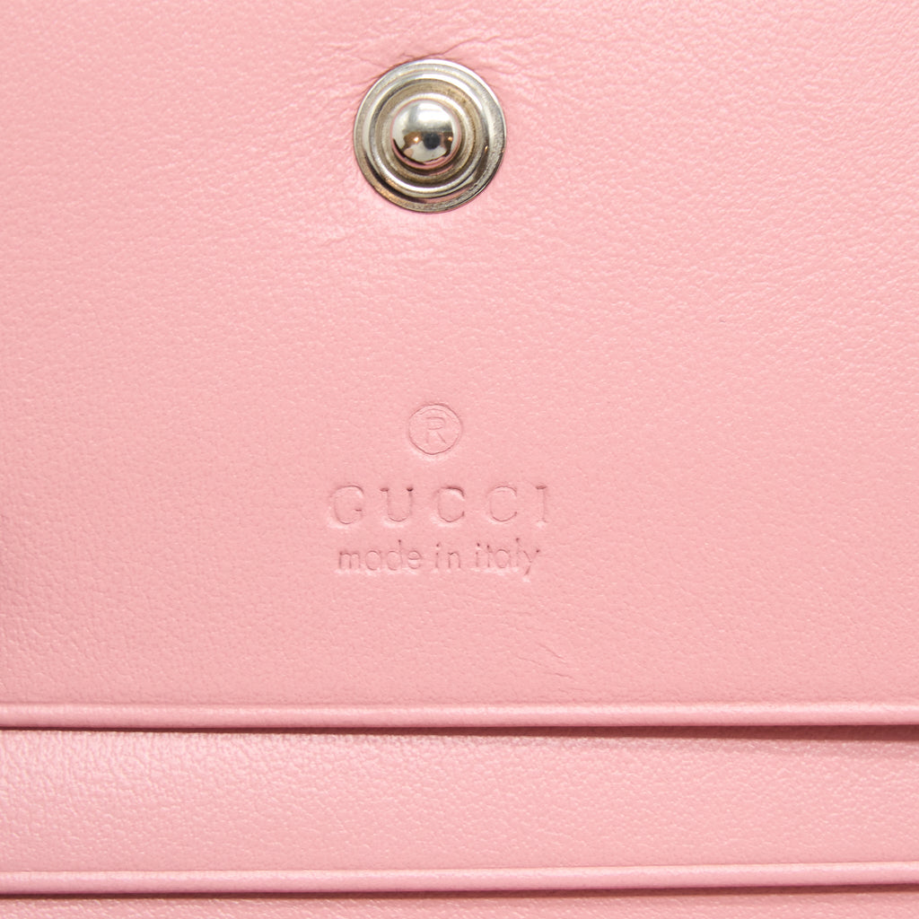 GUCCI MARMONT CARD HOLDER WITH CHAIN CALFSKIN PINK SHW