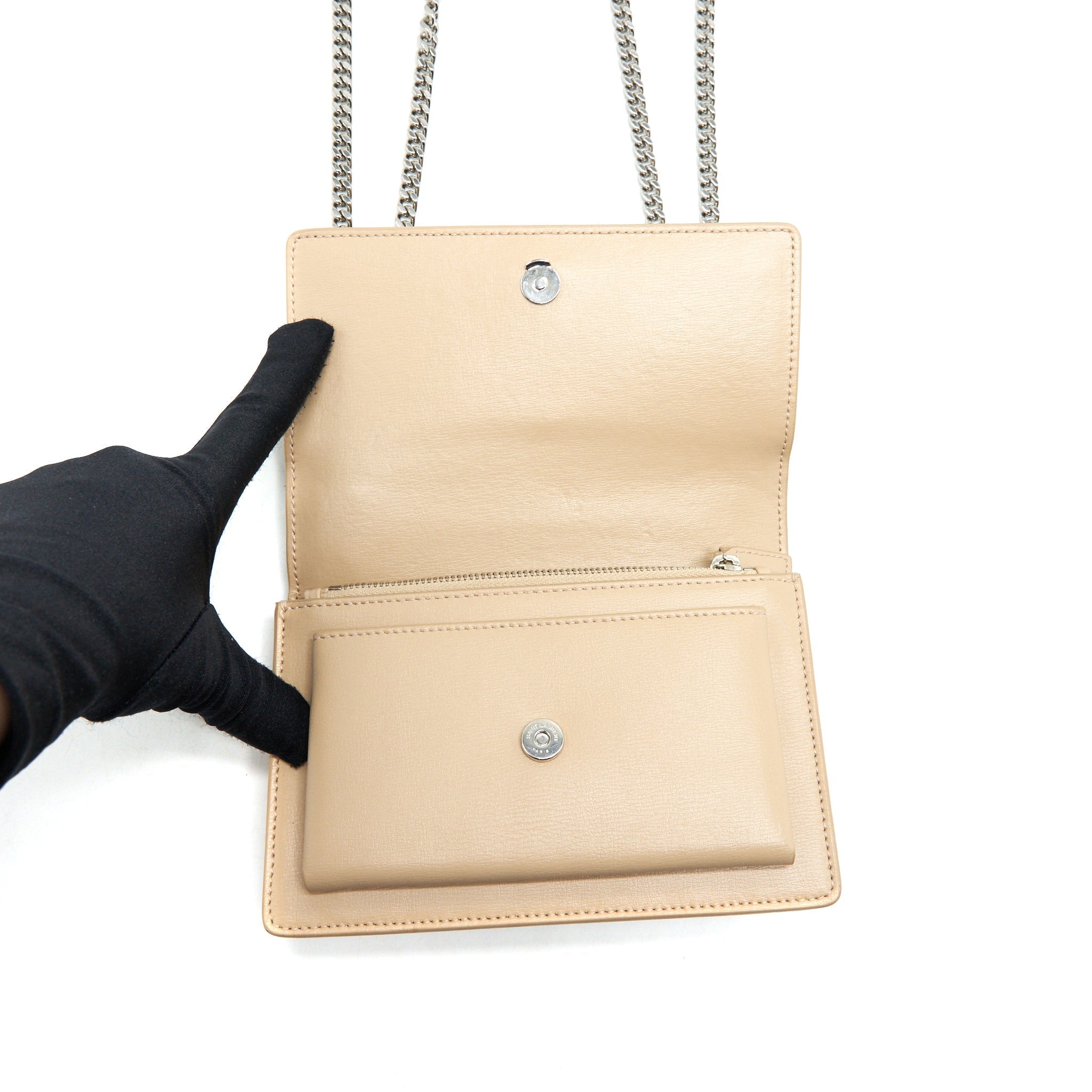 SAINT LAURENT MINI SUNSET CALFSKIN BEIGE SHW