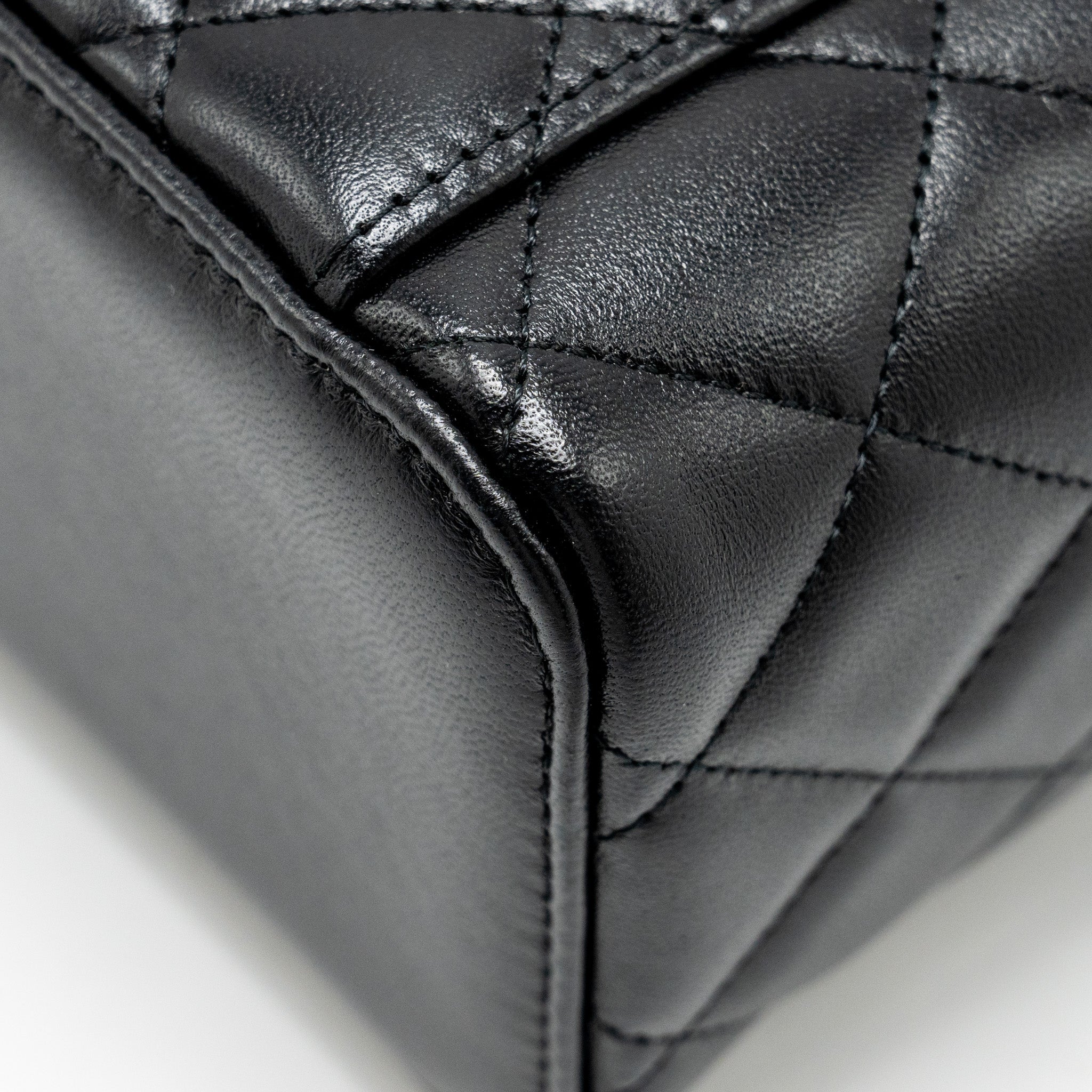 CHANEL TOP HANDLE LONG VANITY CASE LAMBSKIN BLACK GHW