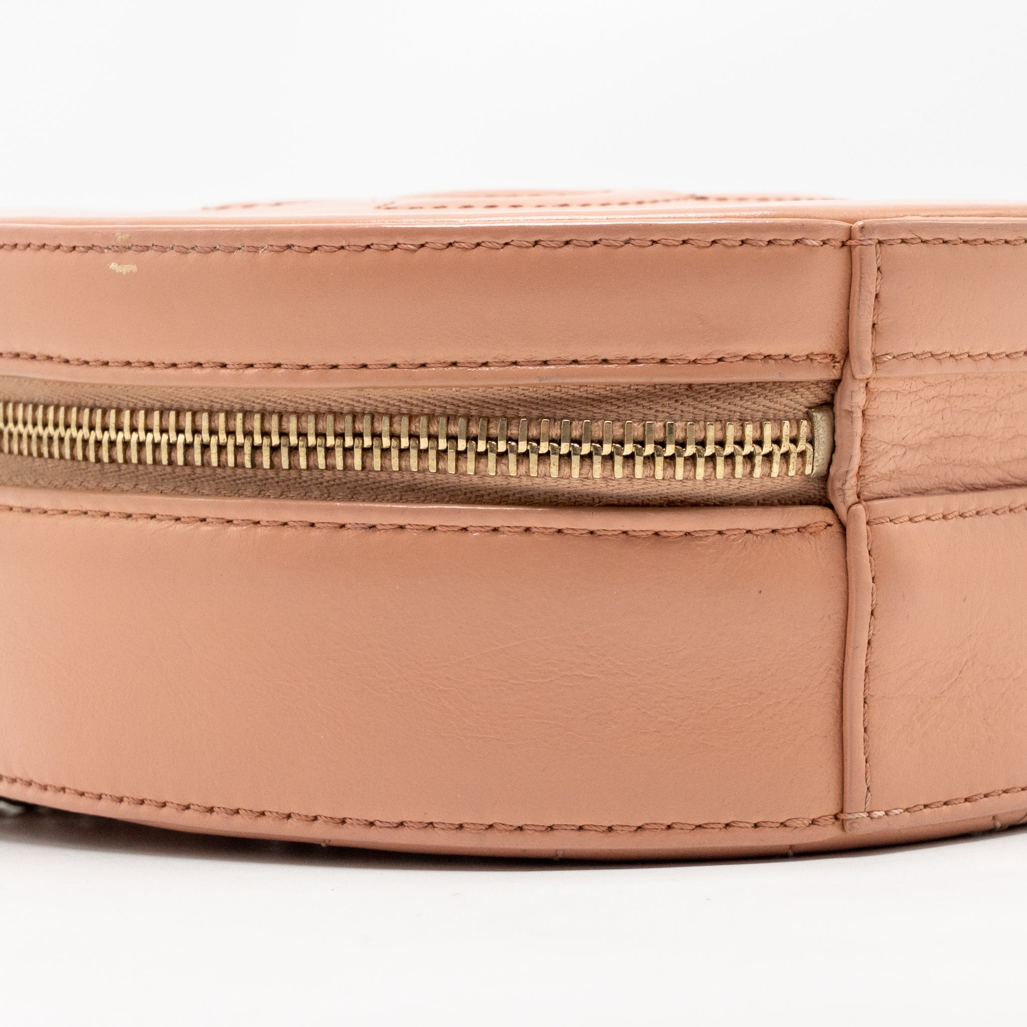 CHANEL ROUND CLUTCH WITH CHAIN MOON&STAR ZIPPER CALFSKIN PINK GHW