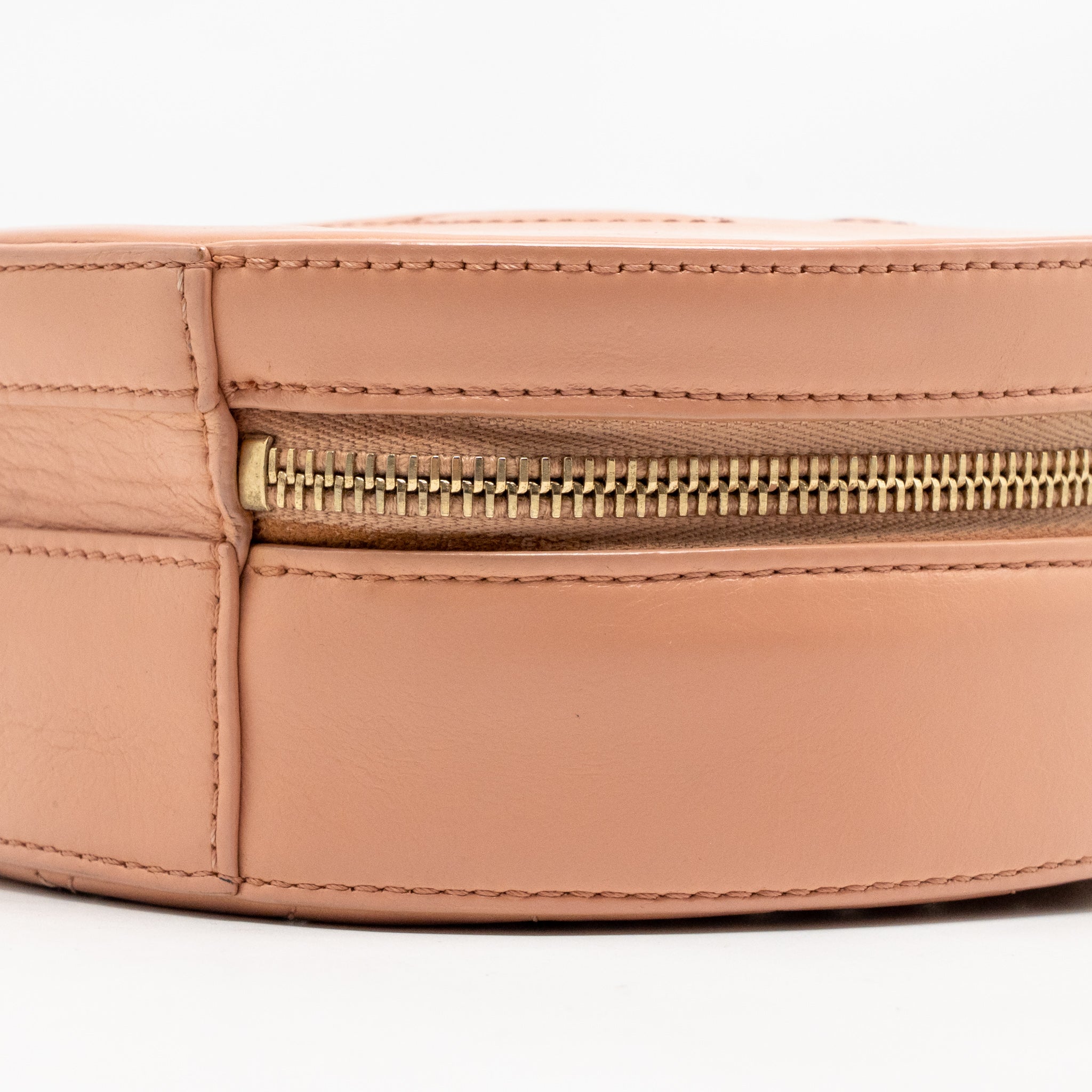 CHANEL ROUND CLUTCH WITH CHAIN MOON&STAR ZIPPER CALFSKIN PINK GHW