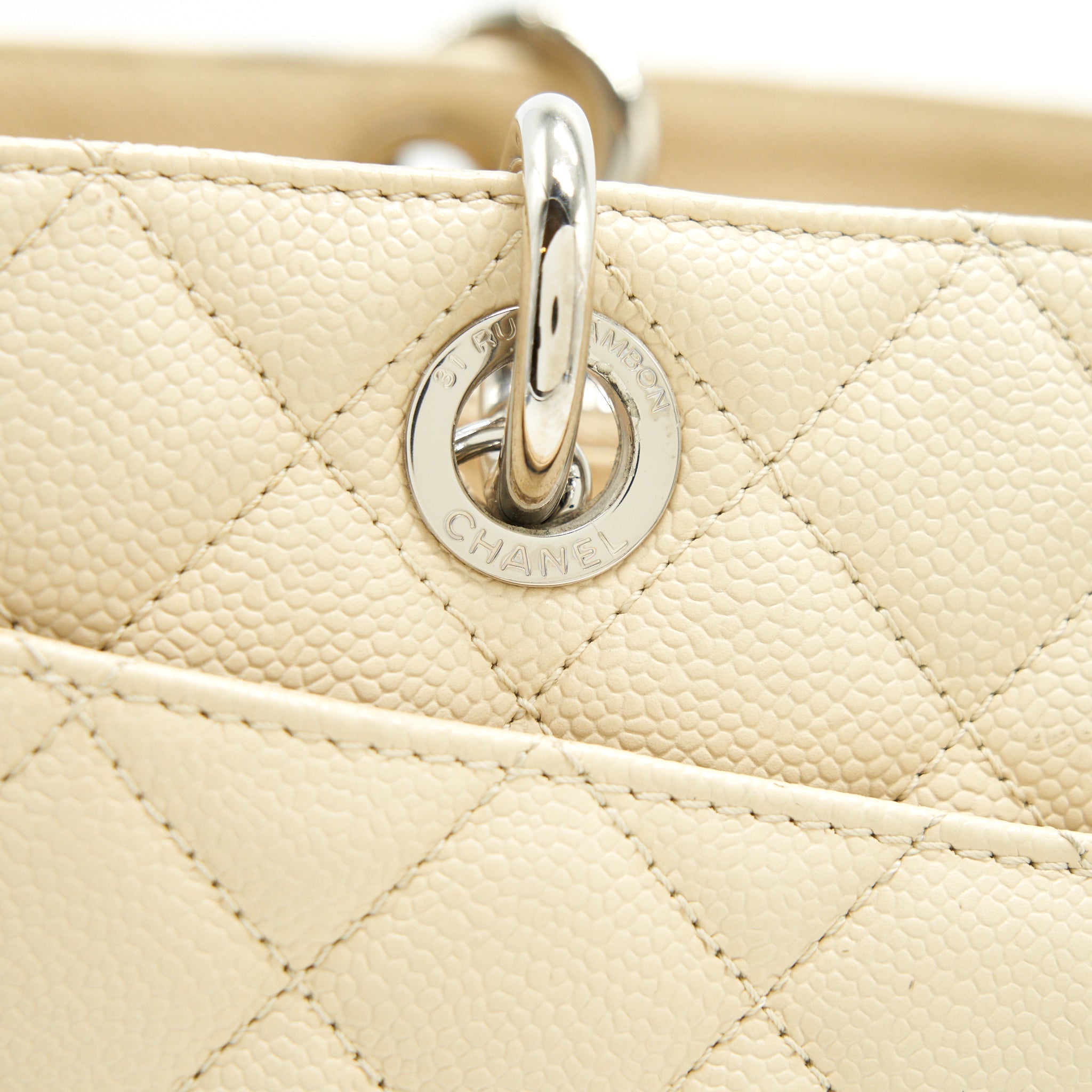 CHANEL GRANT SHOPPING TOTE BAG XL GST CREAM CAVIAR SHW