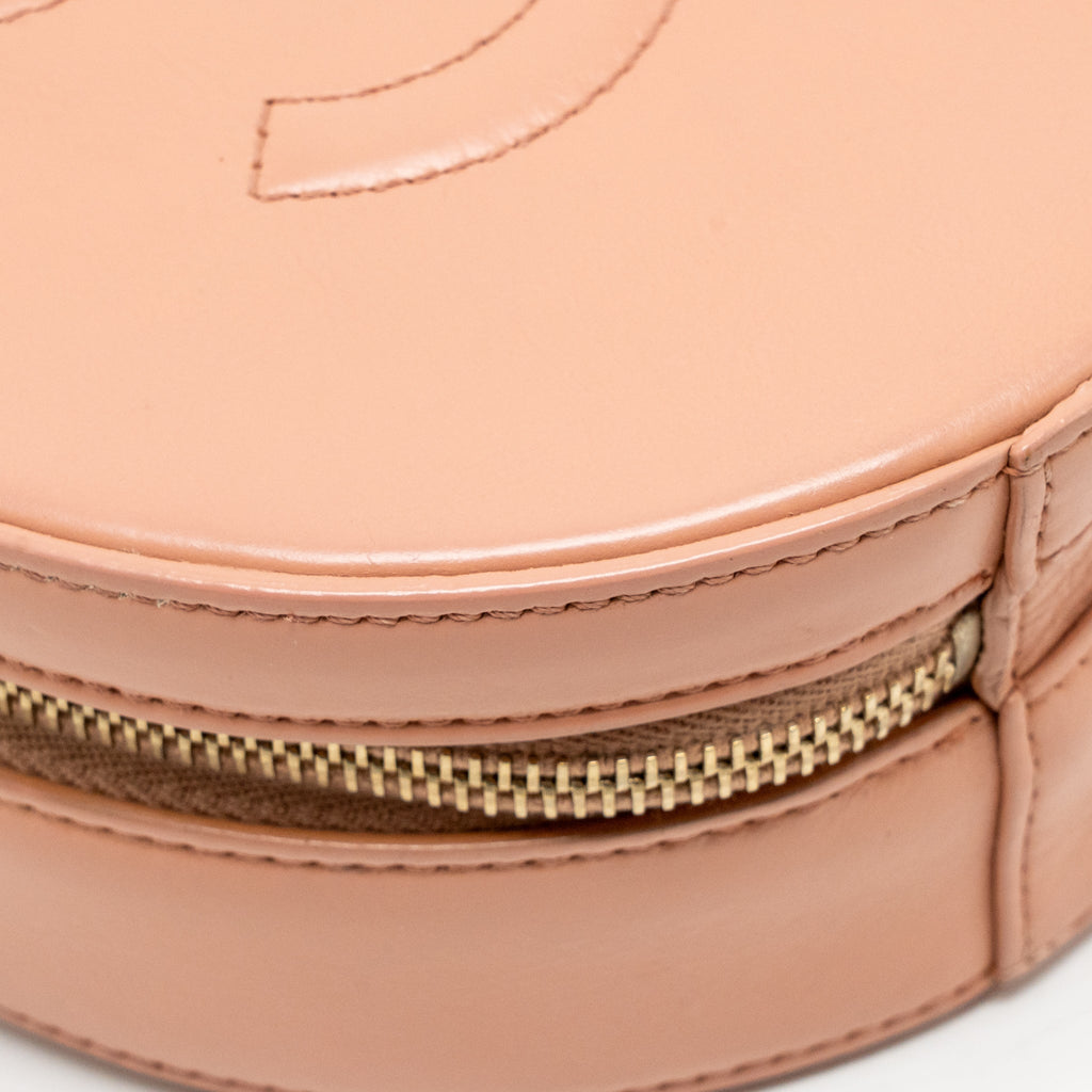CHANEL ROUND CLUTCH WITH CHAIN MOON&STAR ZIPPER CALFSKIN PINK GHW