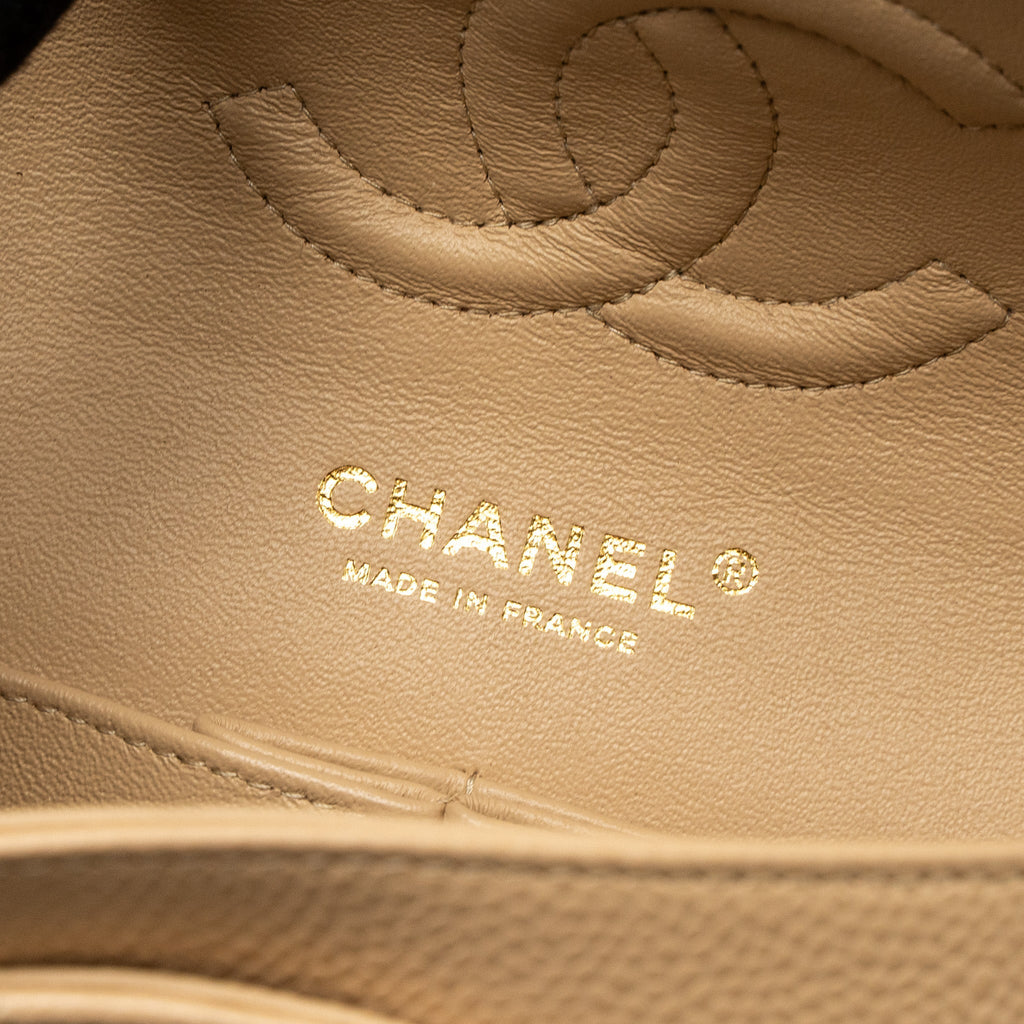 CHANEL MEDIUM CLASSIC DOUBLE FLAP BAG CAVIAR BEIGE GHW