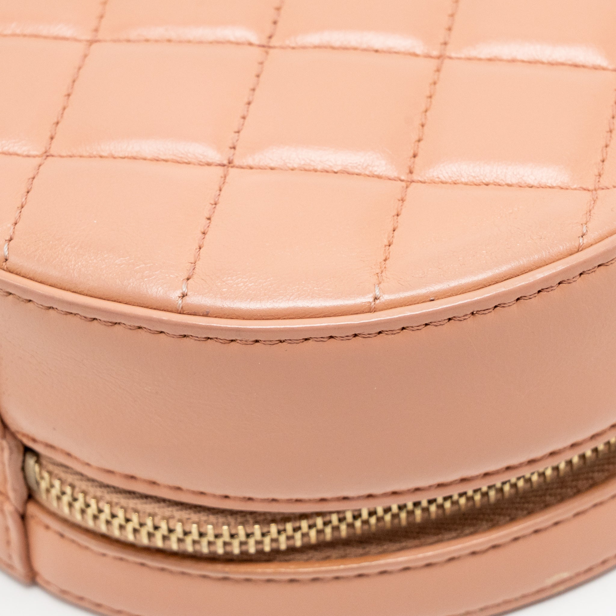 CHANEL ROUND CLUTCH WITH CHAIN MOON&STAR ZIPPER CALFSKIN PINK GHW