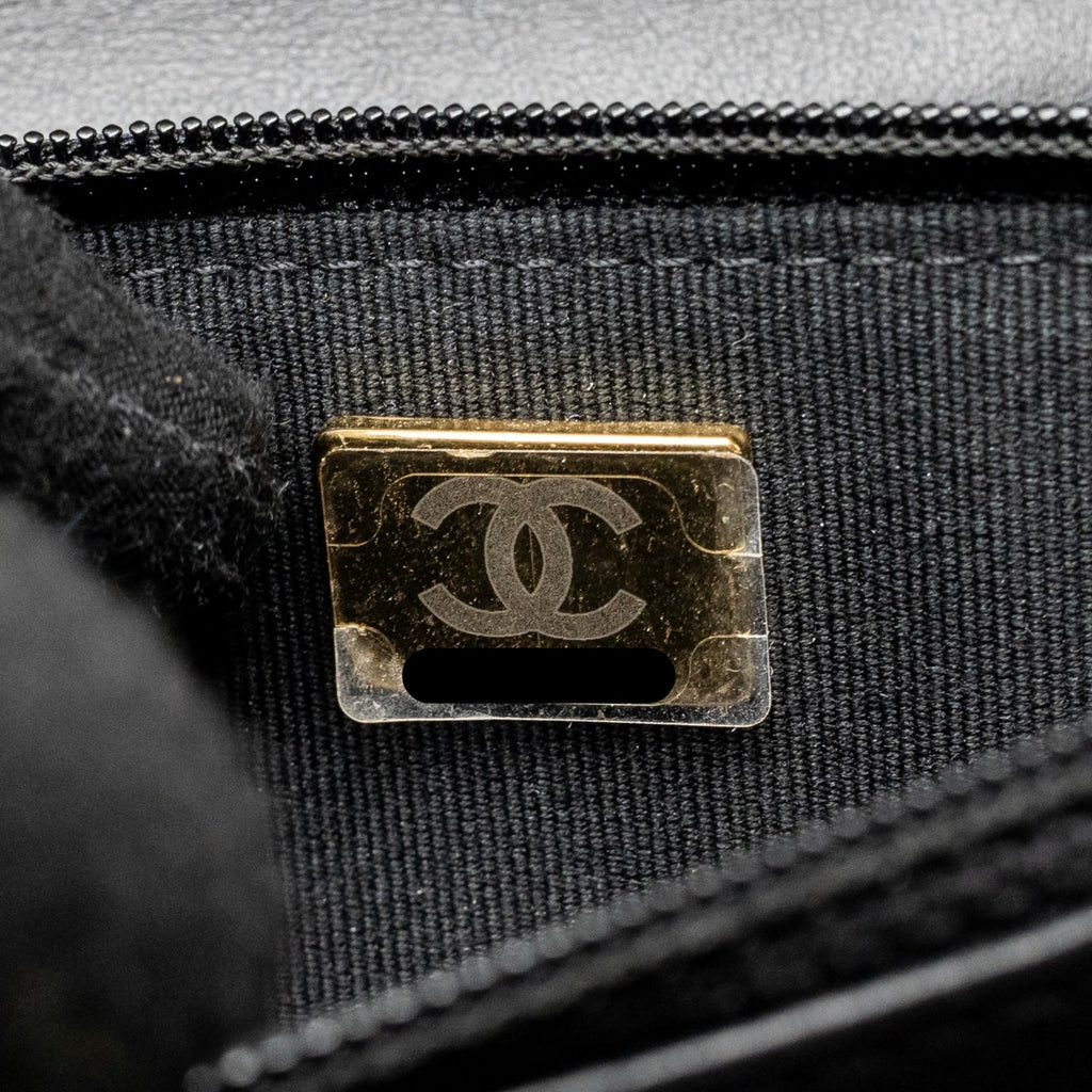 CHANEL BOY WALLET ON CHAIN CAVIAR BLACK GHW (MICROCHIP)