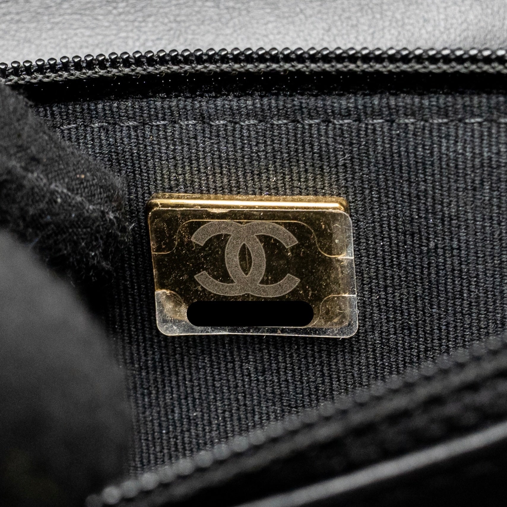 CHANEL BOY WALLET ON CHAIN CAVIAR BLACK GHW (MICROCHIP)