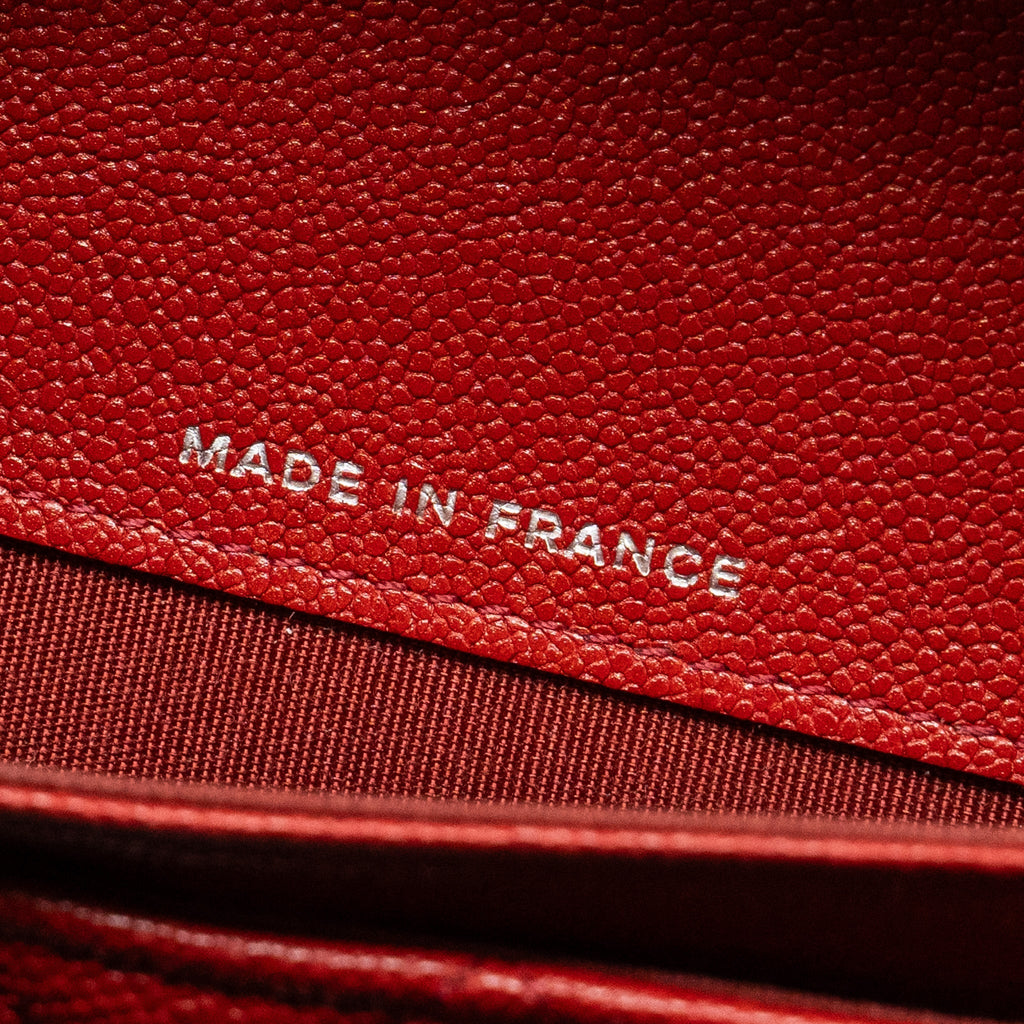 CHANEL BOY FLAP CARD HOLDER CAVIAR RED SHW