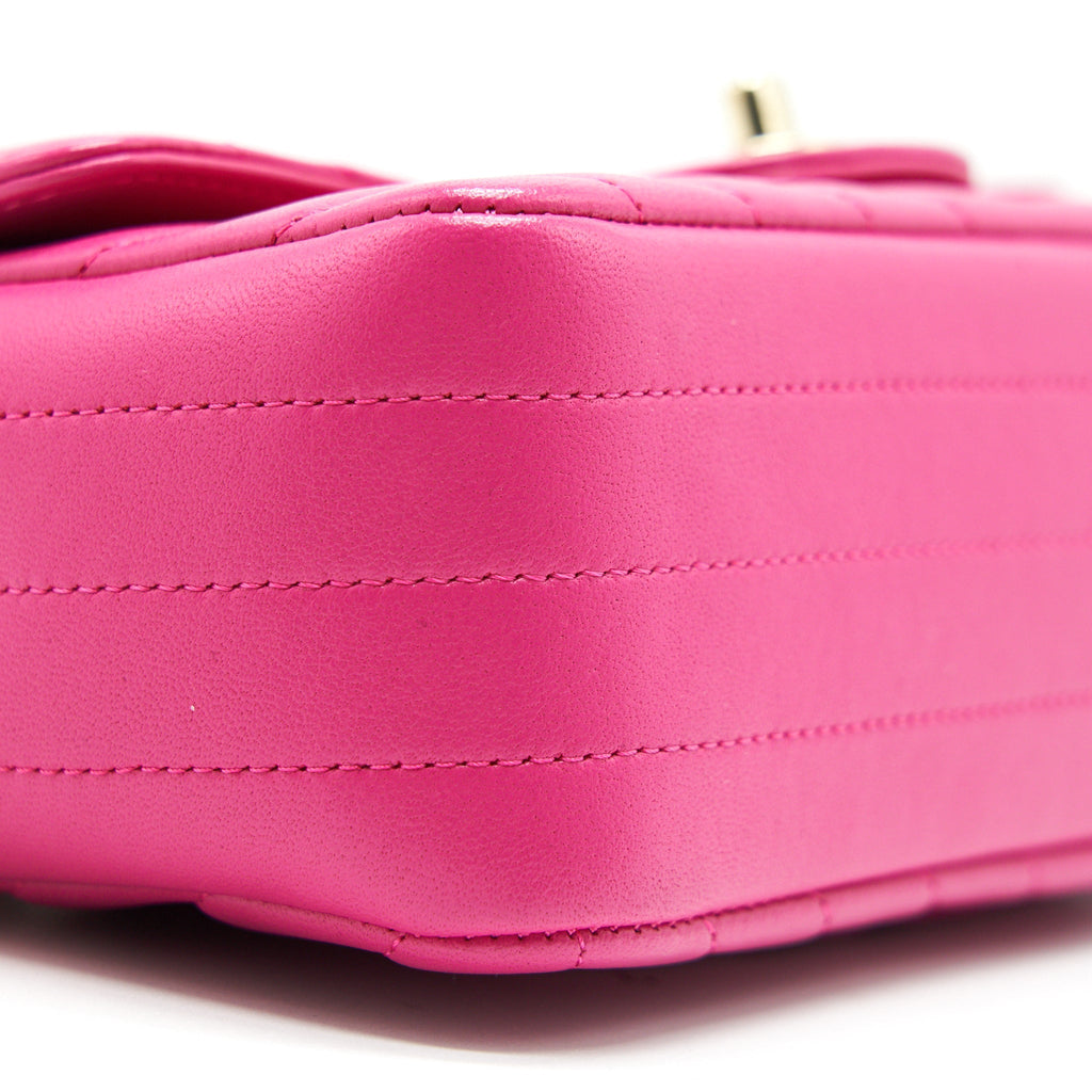 CHANEL CHEVRON MINI RECTANGULAR FLAP BAG PINK WITH LGHW