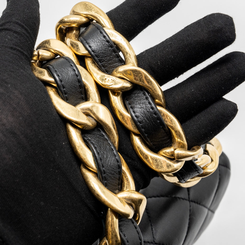 CHANEL MINI SQUARE FLAP BAG WITH GIANT CHAIN LAMBSKIN GHW (MICROCHIP)