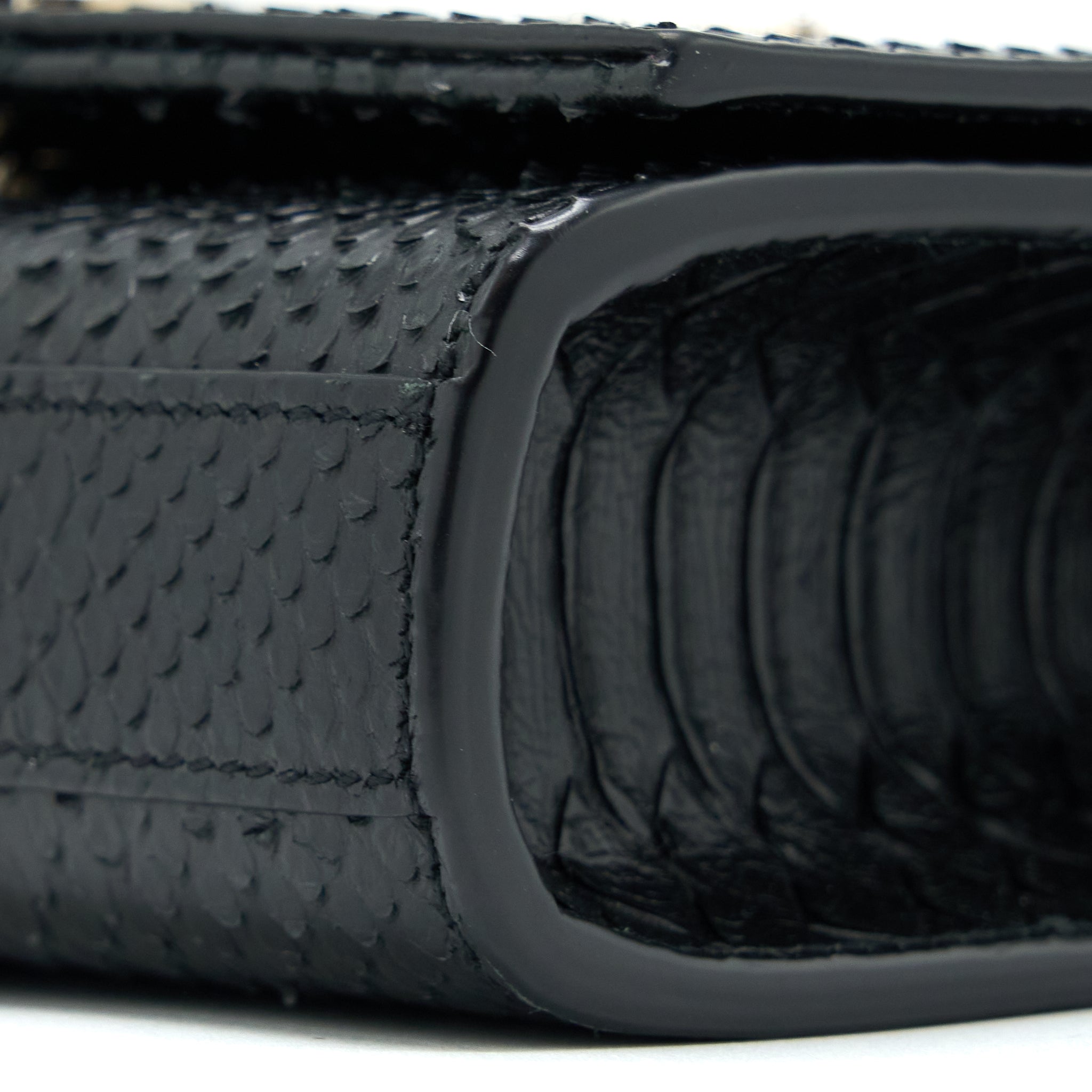 SAINT LAURENT SMALL KATE PYTHON EMBOSSED CALFSKIN BLACK SHW