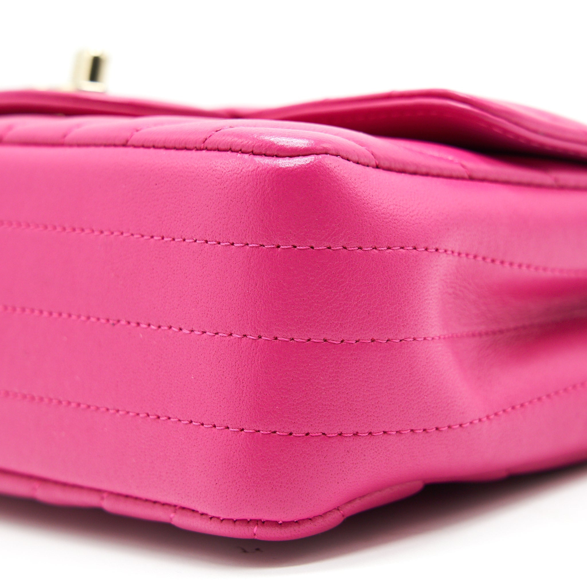 CHANEL CHEVRON MINI RECTANGULAR FLAP BAG PINK WITH LGHW