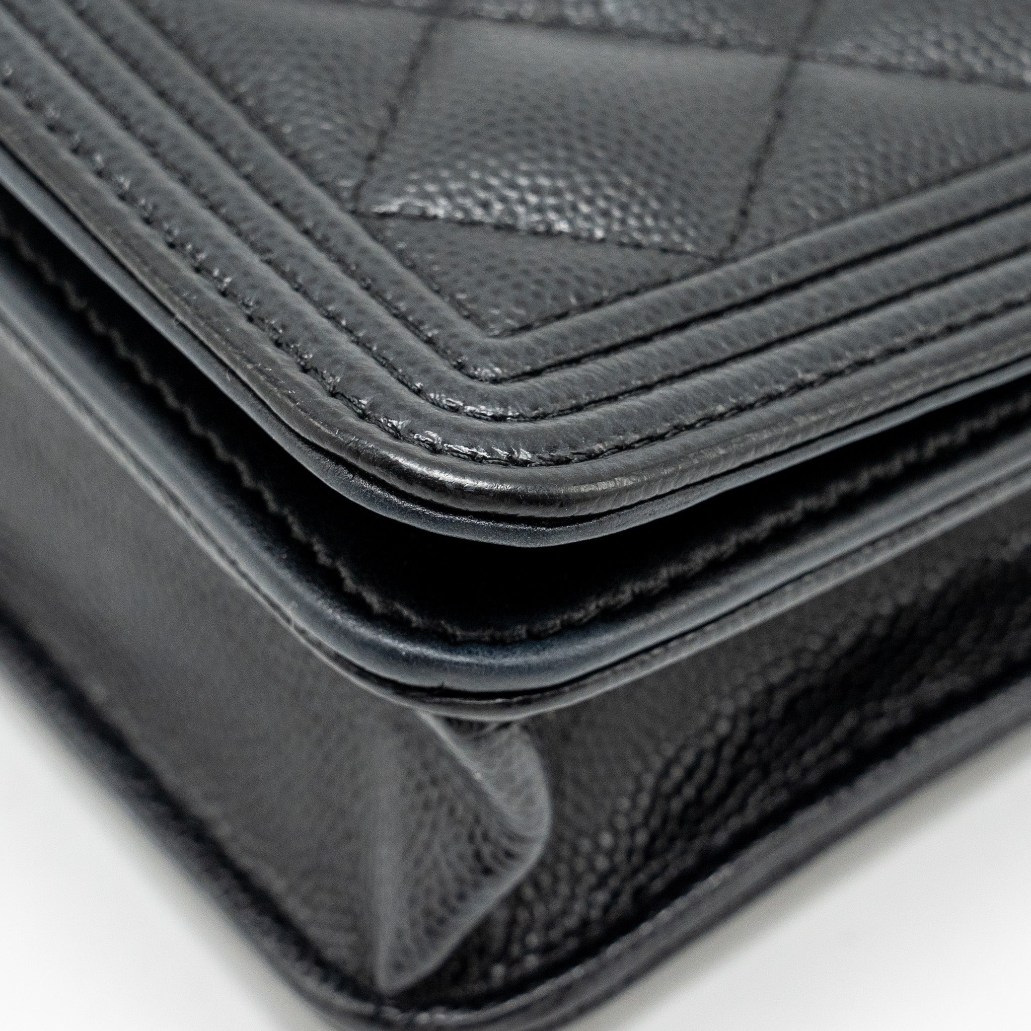 CHANEL BOY WALLET ON CHAIN CAVIAR BLACK GHW