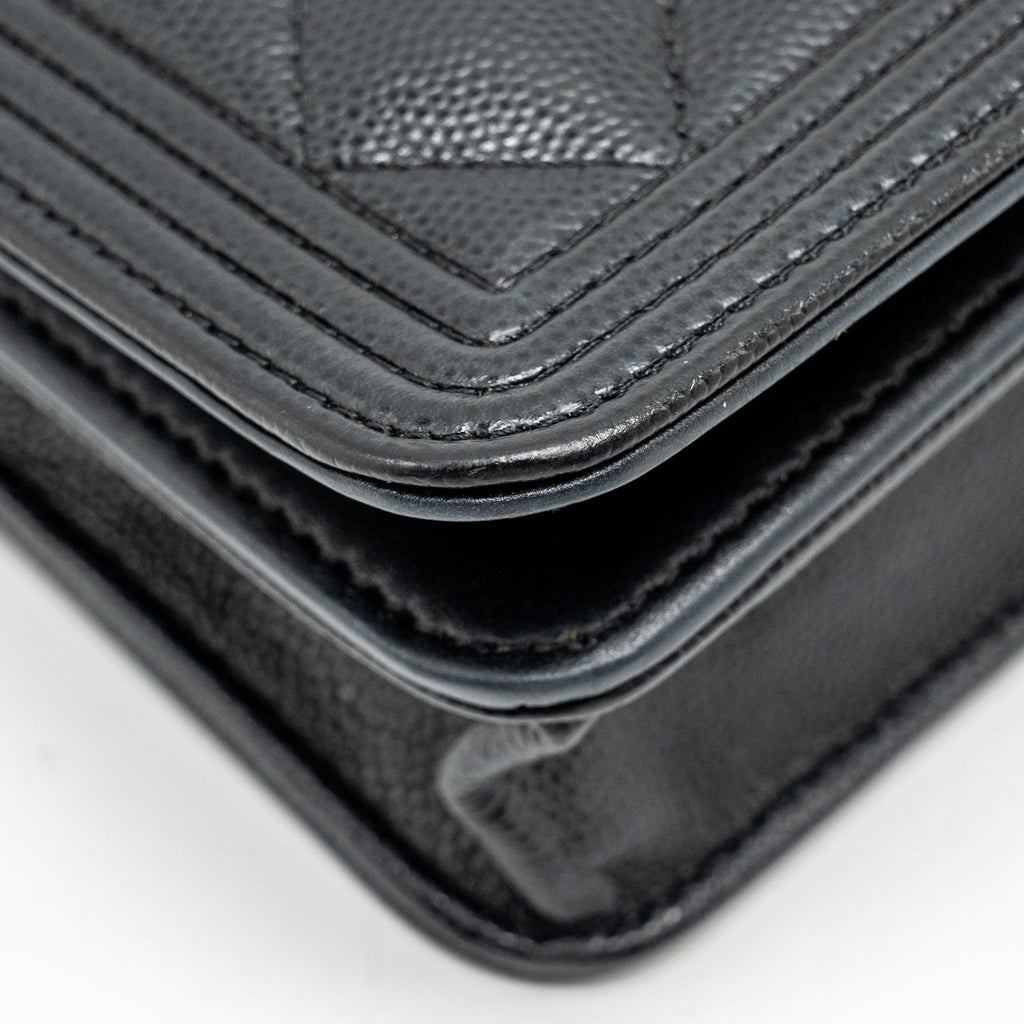 CHANEL BOY WALLET ON CHAIN CAVIAR BLACK GHW