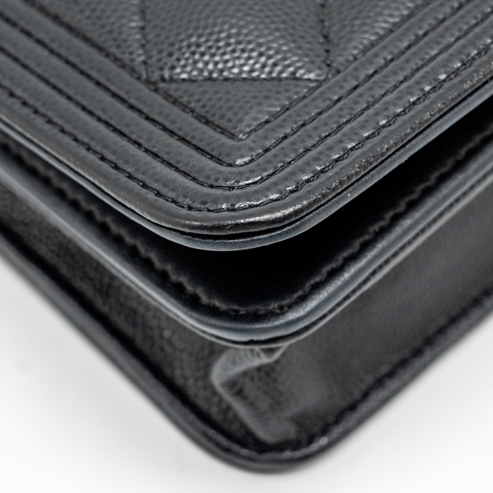 CHANEL BOY WALLET ON CHAIN CAVIAR BLACK GHW