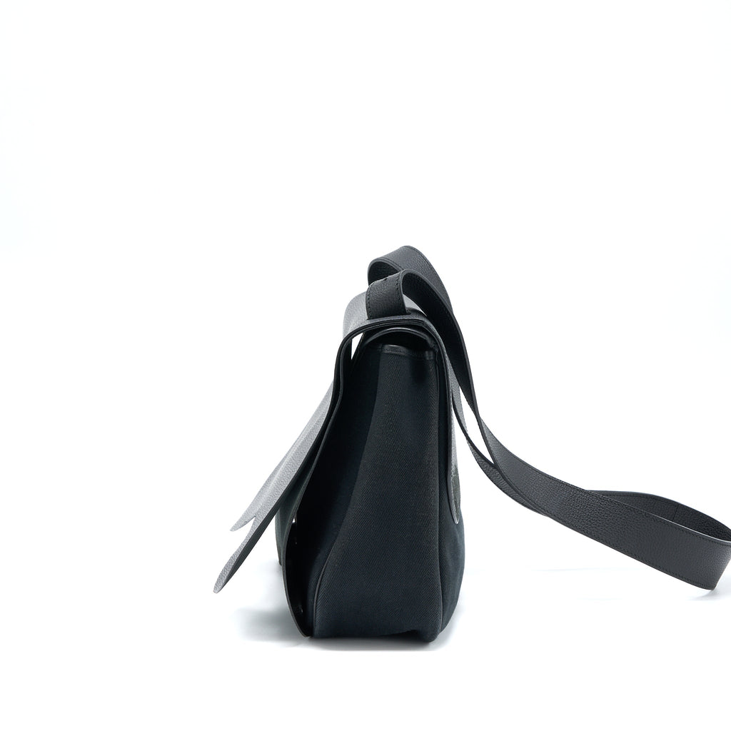 HERMES COLORADO GM BAG VACHE LIEGEE LEATHER / CANVAS BLACK SHW