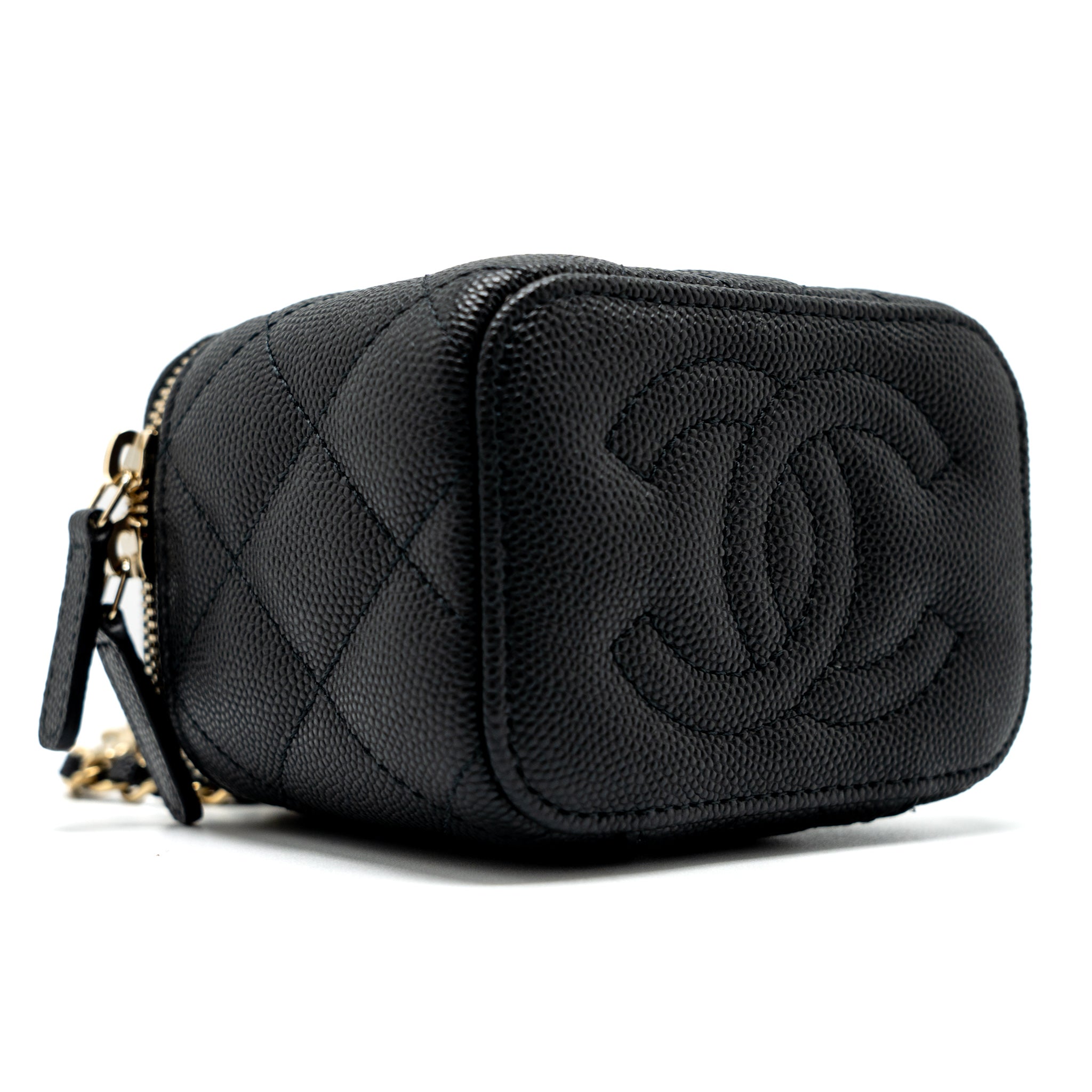 CHANEL MINI VANITY WITH CHAIN CAVIAR BLACK LGHW (MICROCHIP)