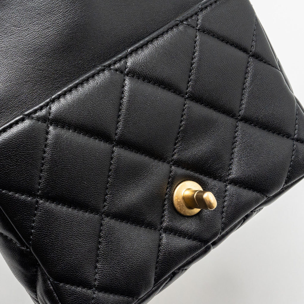 CHANEL MINI SQUARE FLAP BAG WITH GIANT CHAIN LAMBSKIN GHW (MICROCHIP)