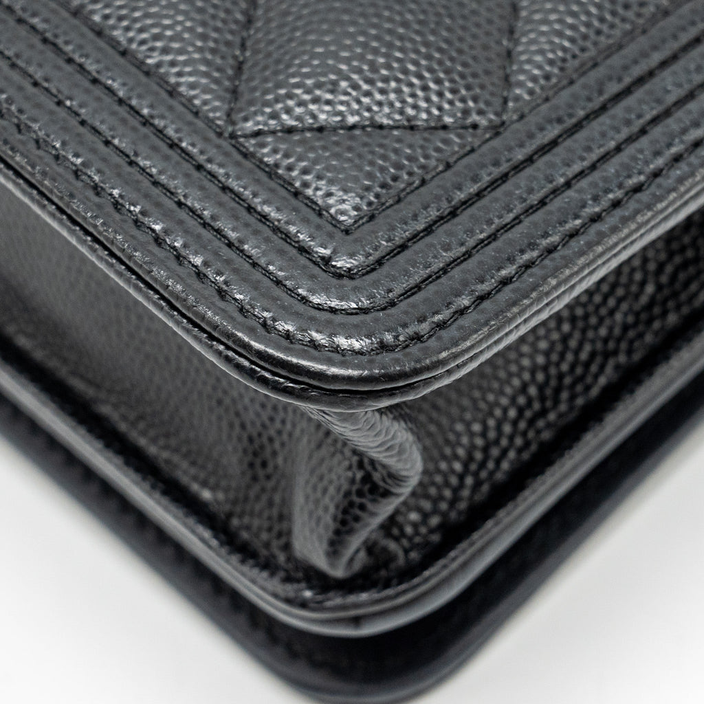 CHANEL BOY WALLET ON CHAIN CAVIAR BLACK GHW