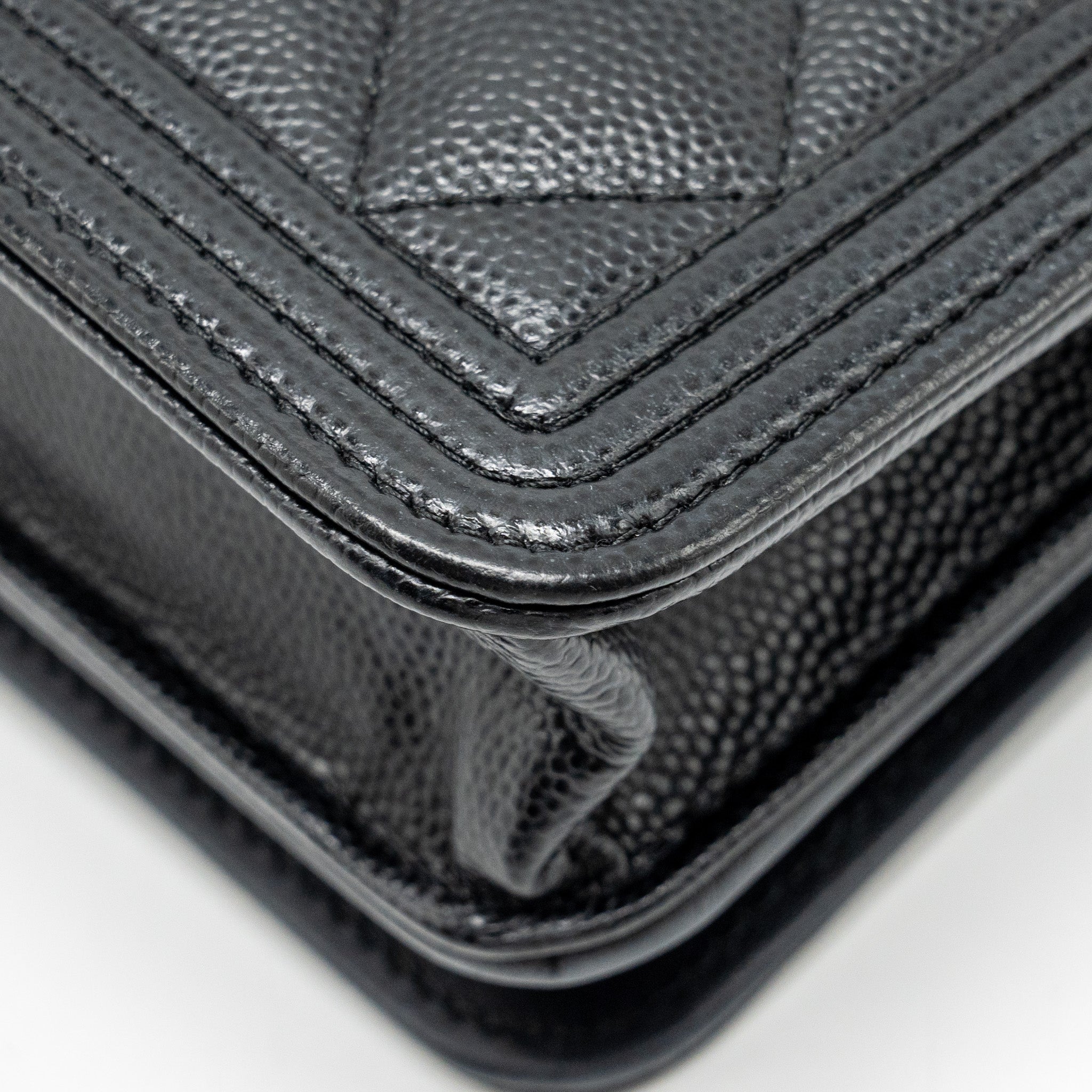 CHANEL BOY WALLET ON CHAIN CAVIAR BLACK GHW