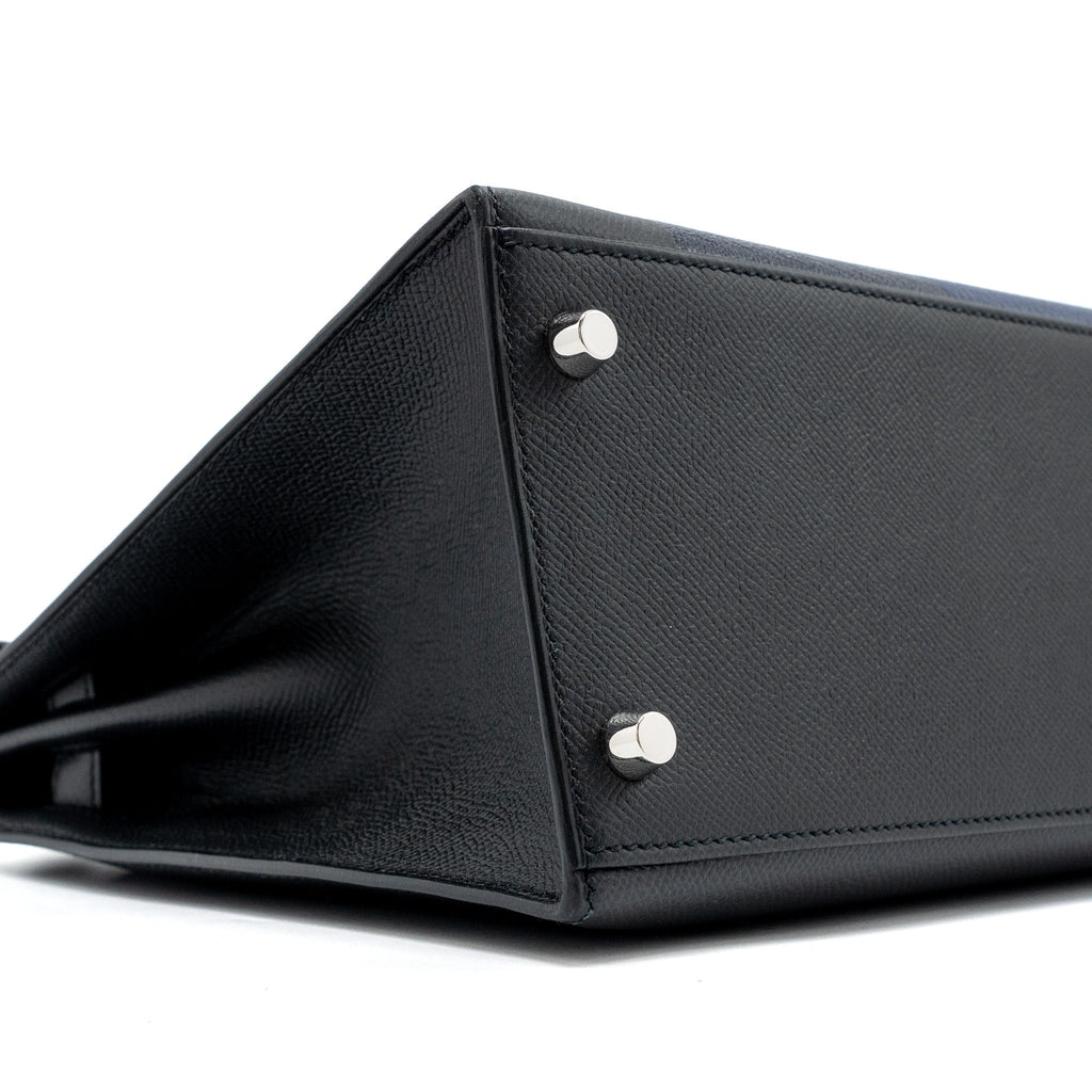 HERMES KELLY 28 LETTER C SPECIAL ORDER EPSOM/TOGO/CHÈVRE MYSORE BLACK/BLUE SHW