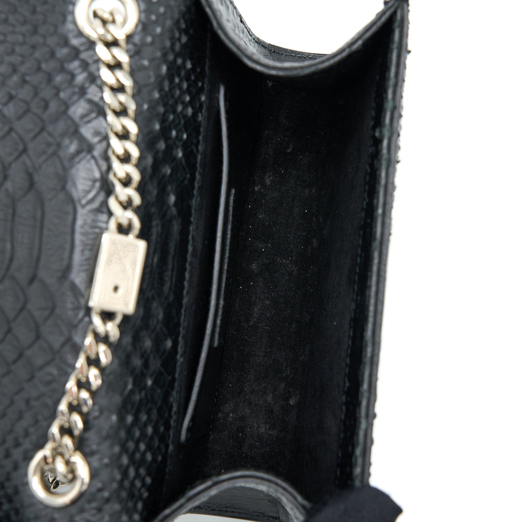 SAINT LAURENT SMALL KATE PYTHON EMBOSSED CALFSKIN BLACK SHW