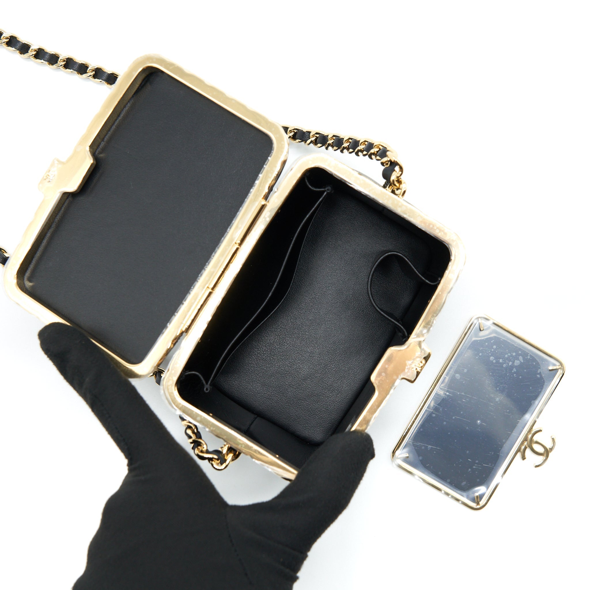 CHANEL 22S SMALL CLIC FLAP VANITY WITH CHAIN LAMBSKIN BLACK LGHW