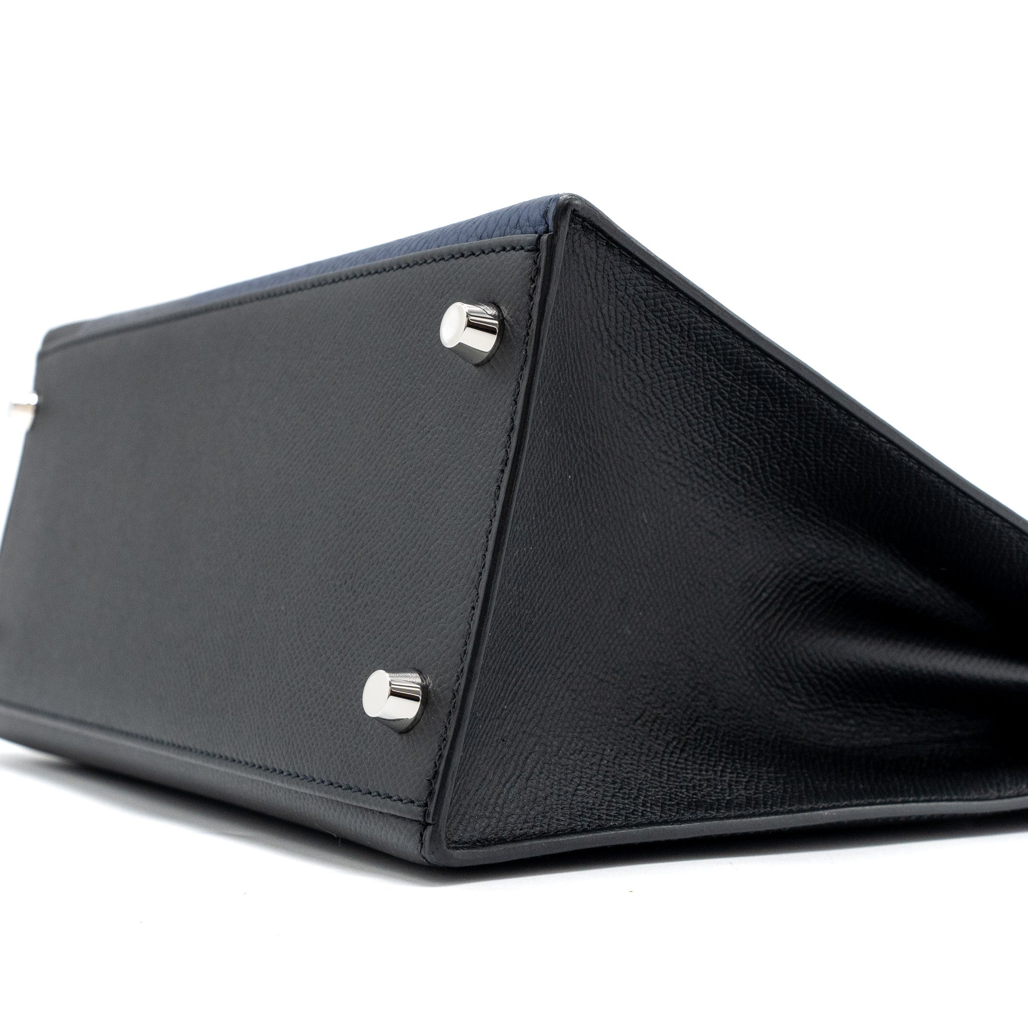 HERMES KELLY 28 LETTER C SPECIAL ORDER EPSOM/TOGO/CHÈVRE MYSORE BLACK/BLUE SHW