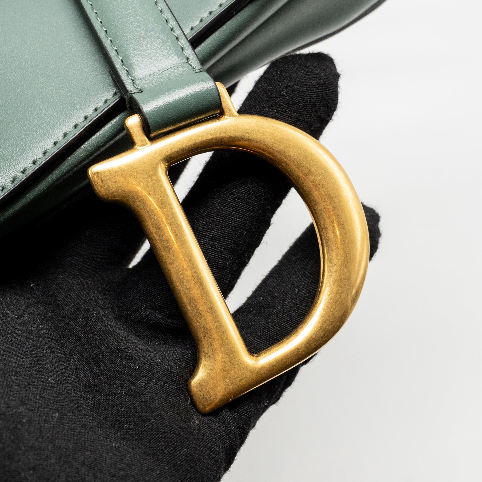 DIOR MEDIUM SADDLE BAG CALFSKIN DARK GREEN GHW