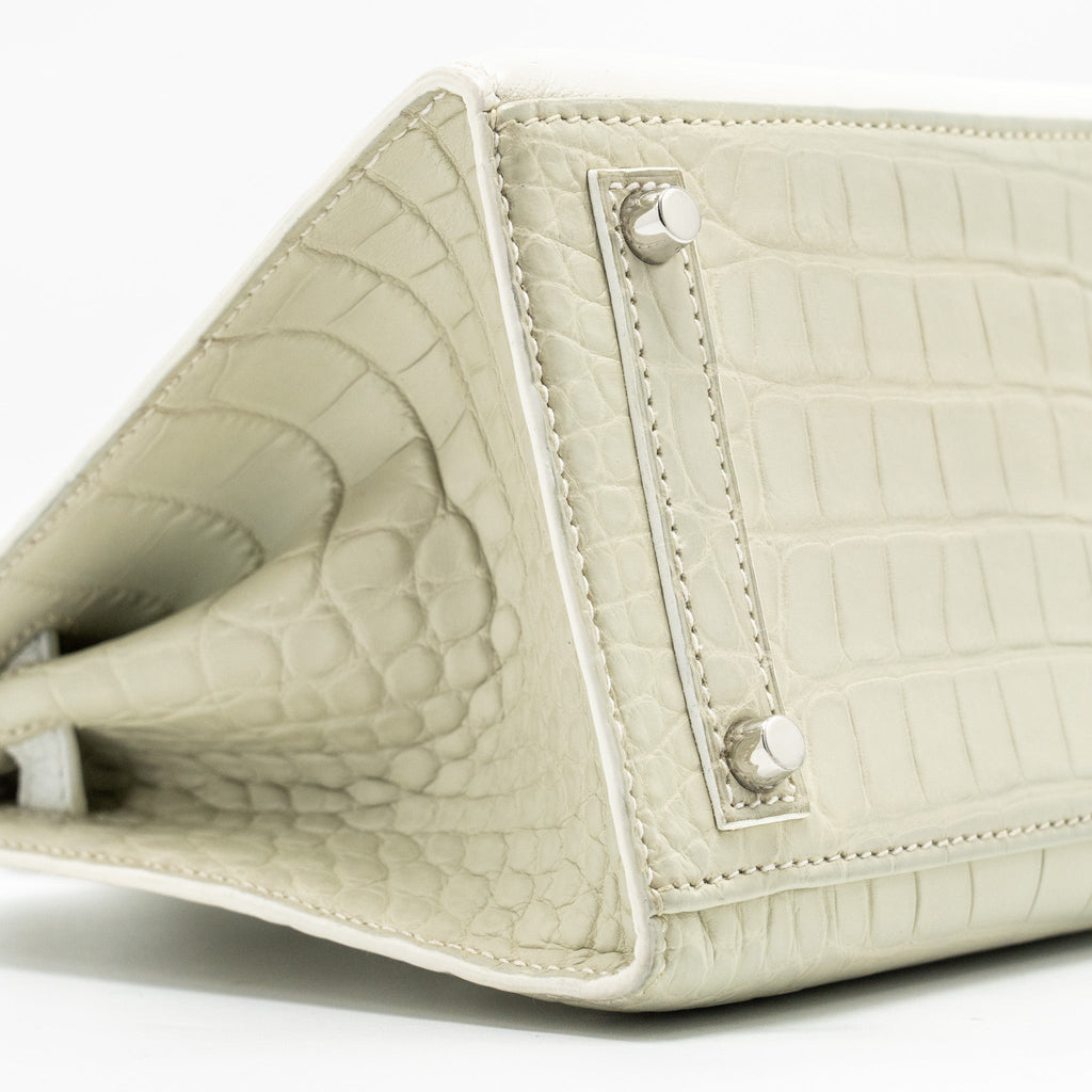 HERMES BIRKIN 20 FAUBOURG SNOW MATT ALLIGATOR / TOGO / EPSOM/ SWIFT BETON SHW