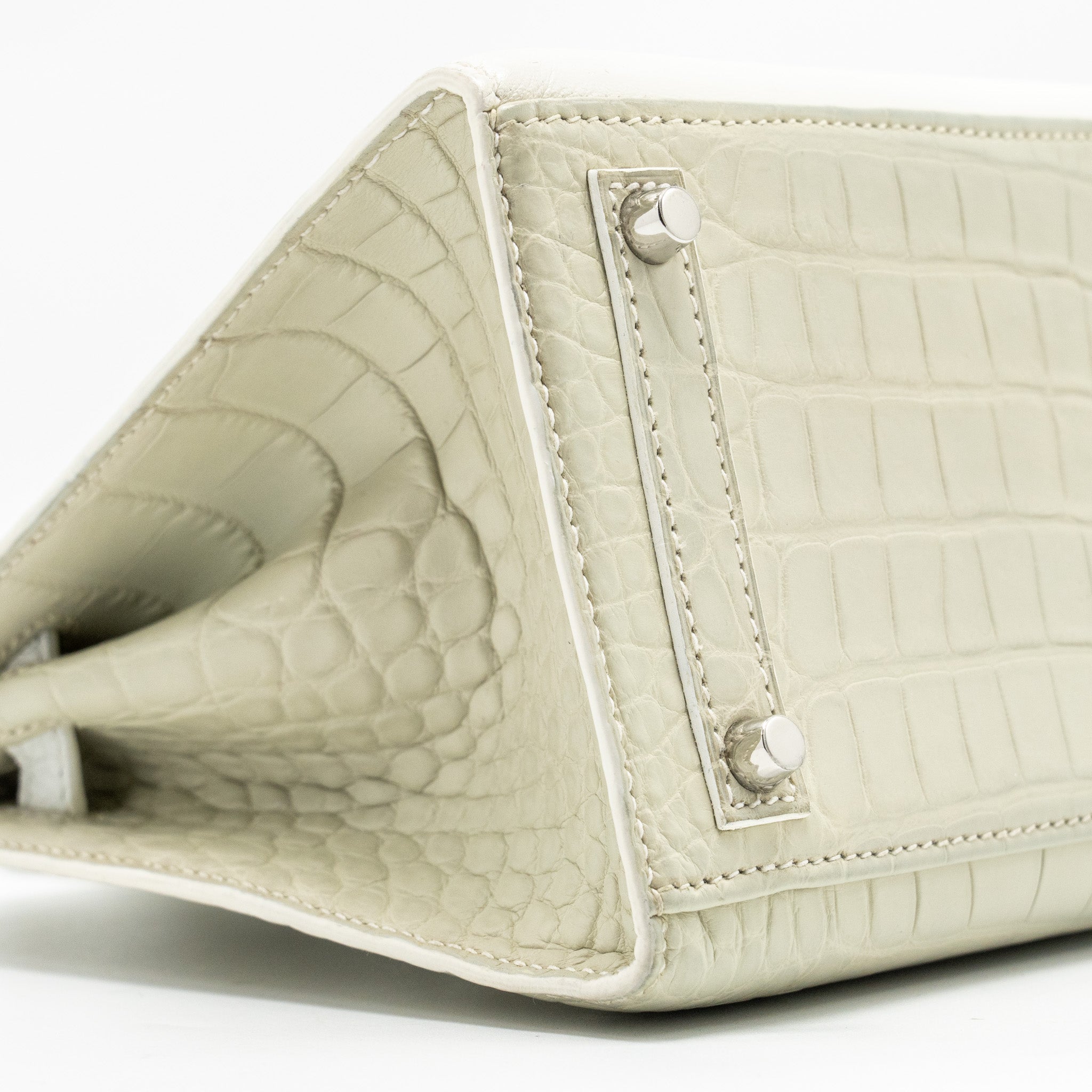 HERMES BIRKIN 20 FAUBOURG SNOW MATT ALLIGATOR / TOGO / EPSOM/ SWIFT BETON SHW