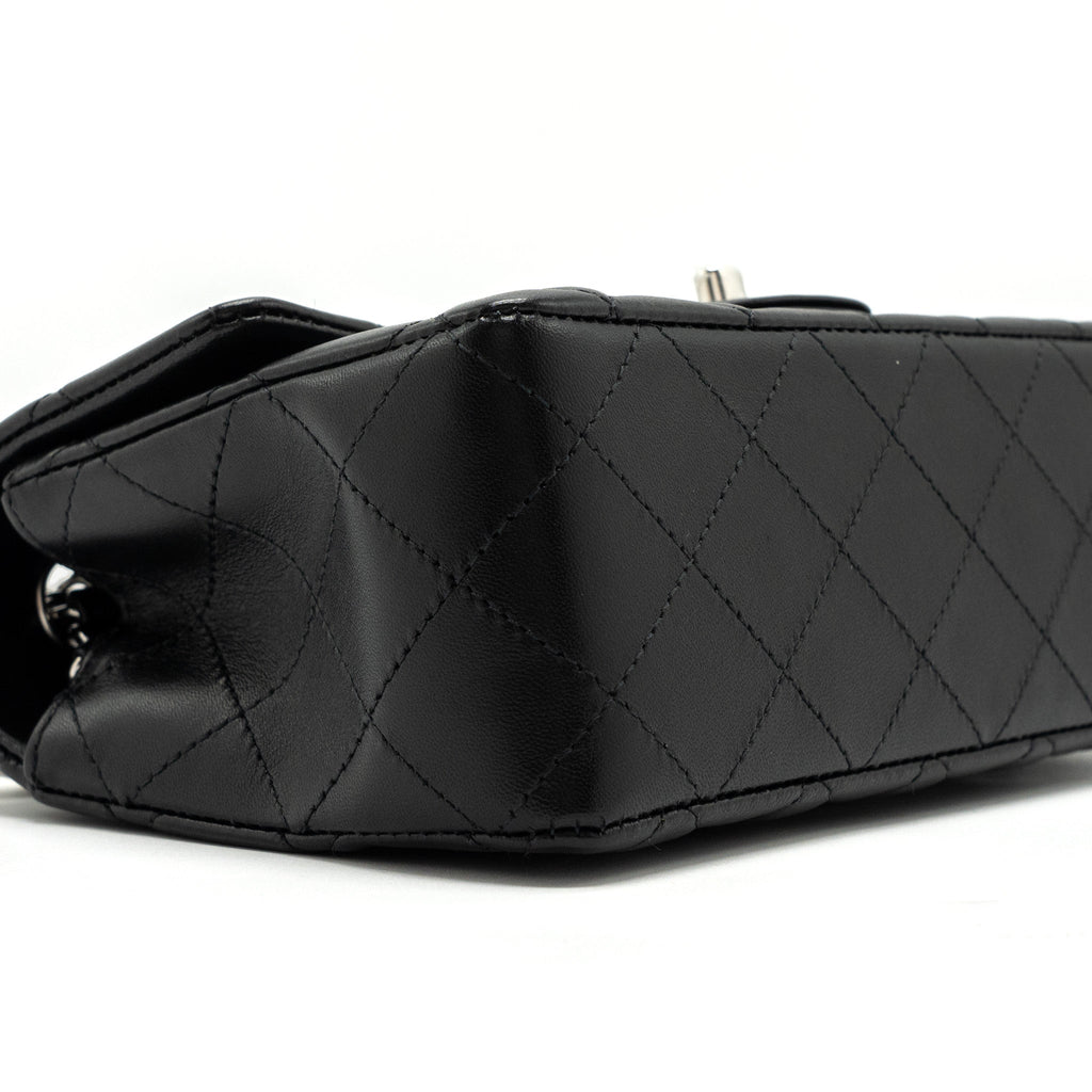CHANEL MINI RECTANGULAR FLAP BAG LAMBSKIN BLACK WITH SHW (MICROCHIP)